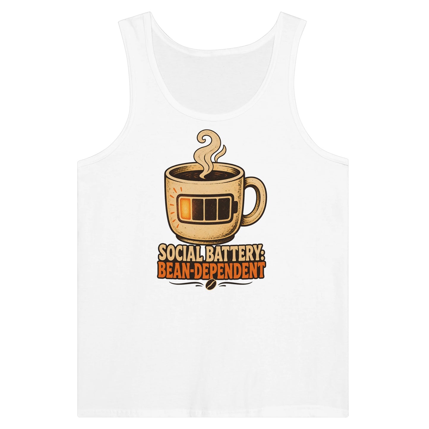 Social Battery: Bean-Dependent Graphic Premium Unisex Tank Top — product view 1
