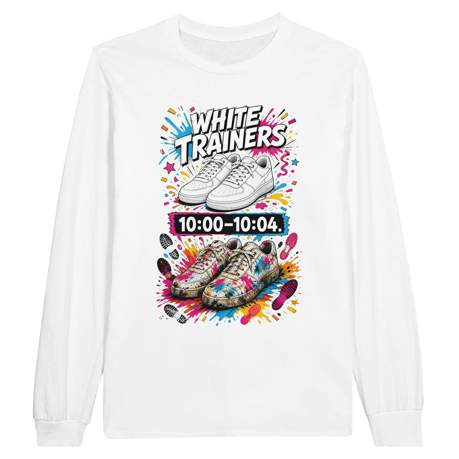White Trainers: 10:00–10:04 Long-Sleeve T-shirt — product view 1