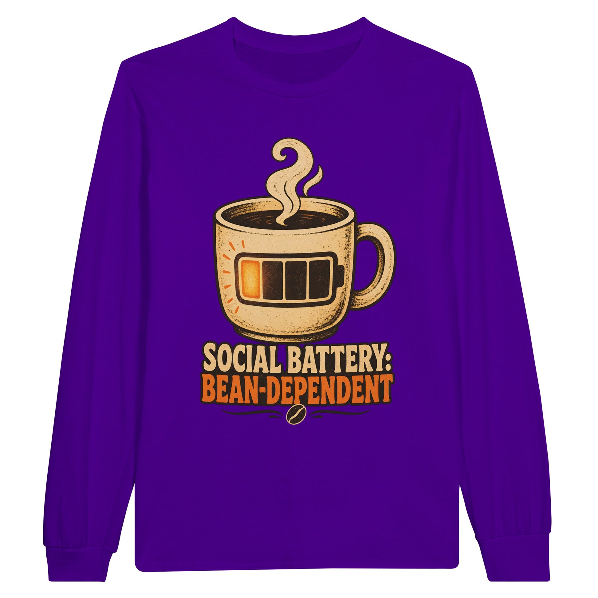 Social Battery: Bean-Dependent Graphic Long-Sleeve T-shirt — product view 13