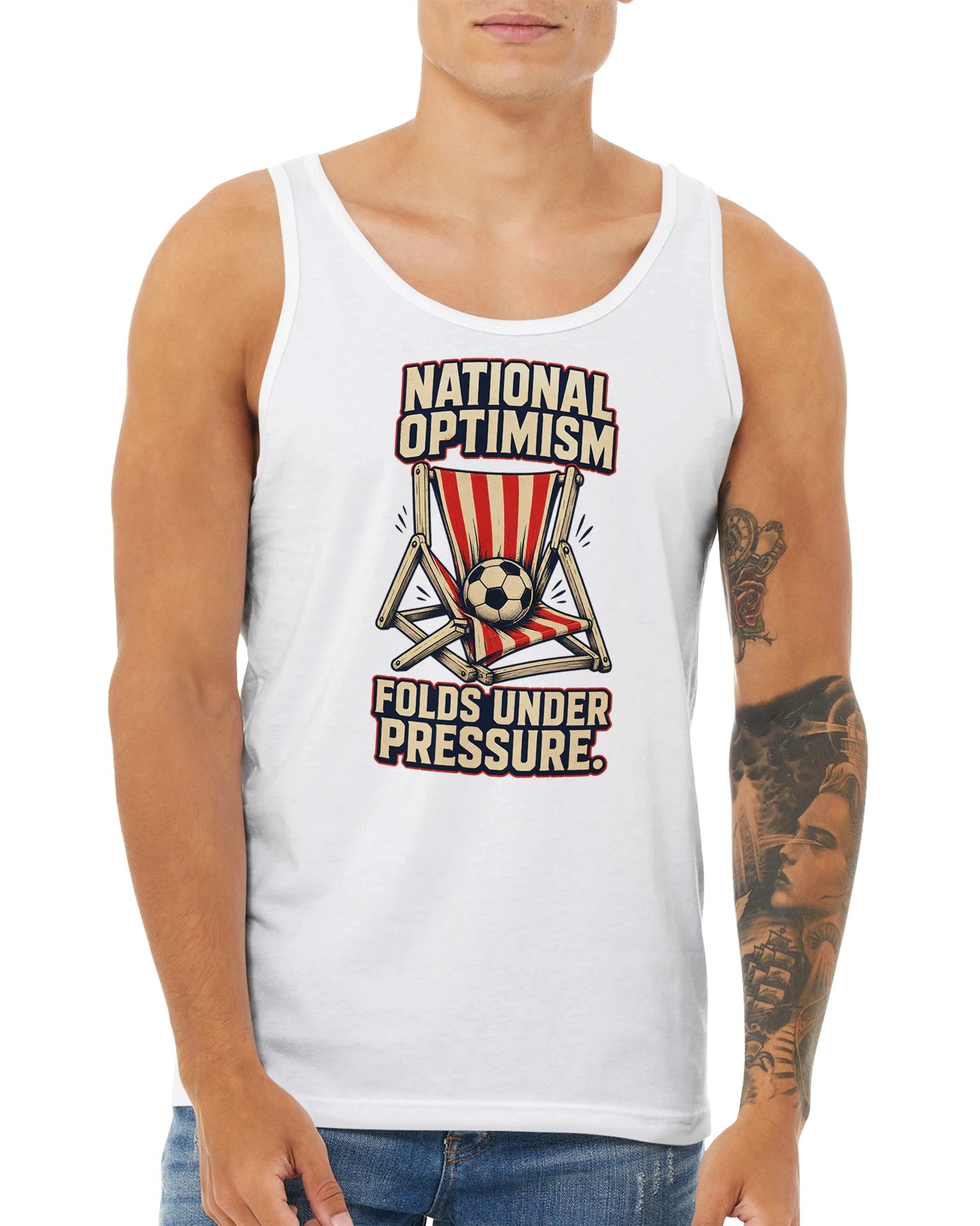 National Optimism Folds Under Pressure Football Premium Unisex Tank Top — product view 15