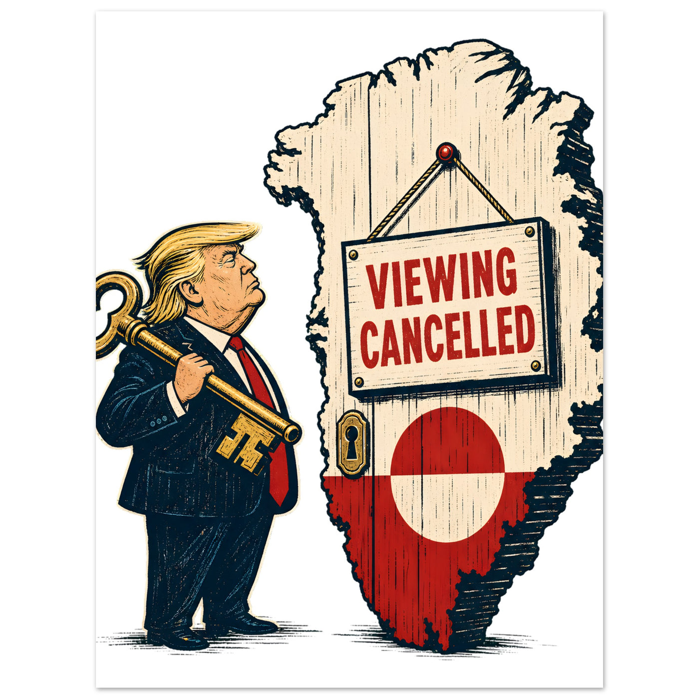 Viewing Cancelled — Greenland Political Satire Aluminium Print