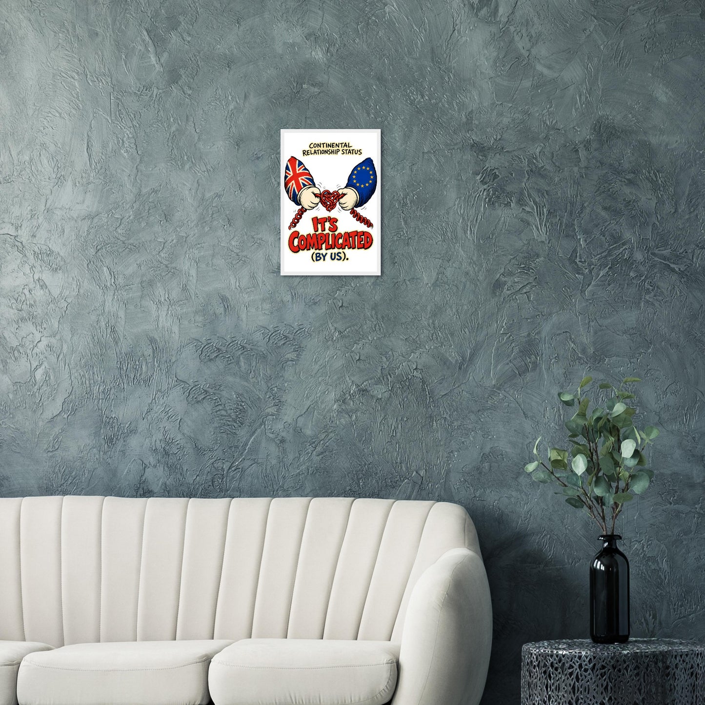 It's Complicated (By Us) UK–EU 1990s Cartoon Framed Wall Art — product view 12