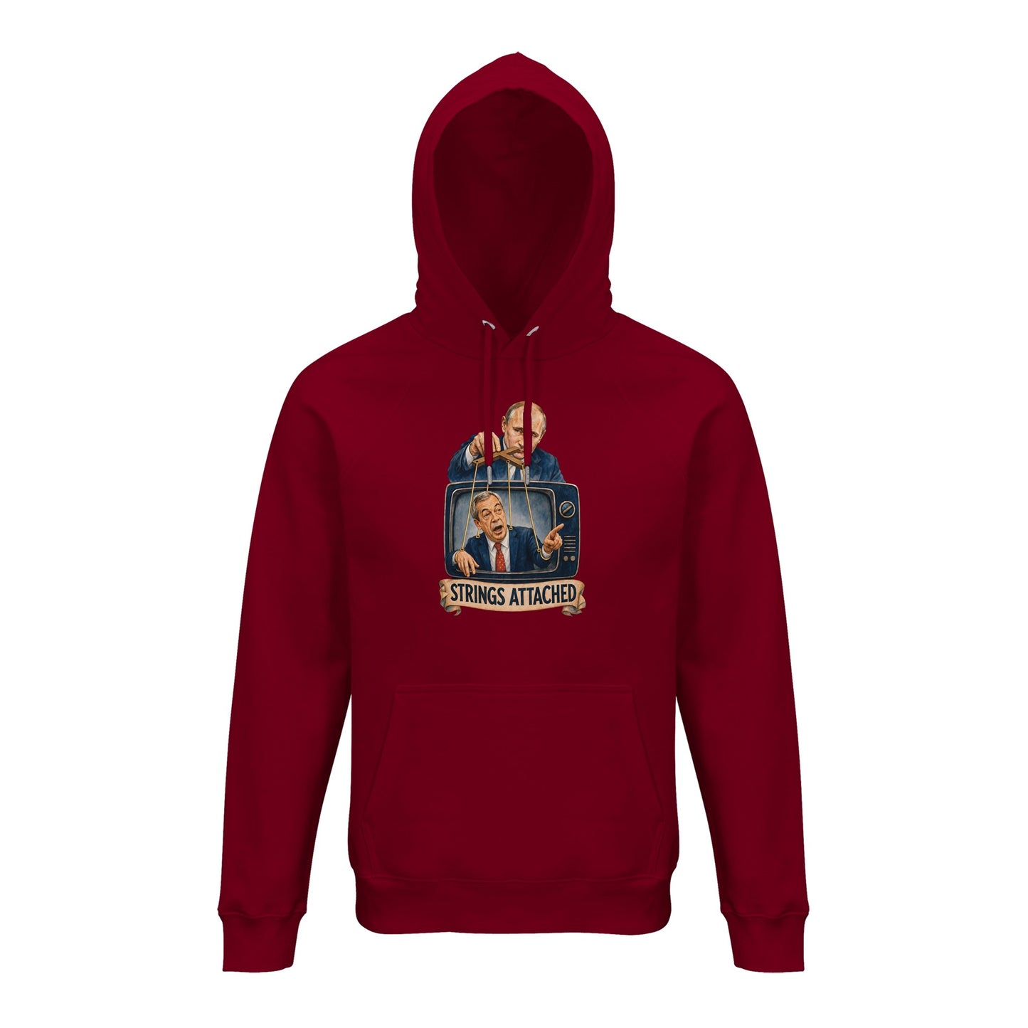 Strings Attached Political Satire Hoodie — product view 4