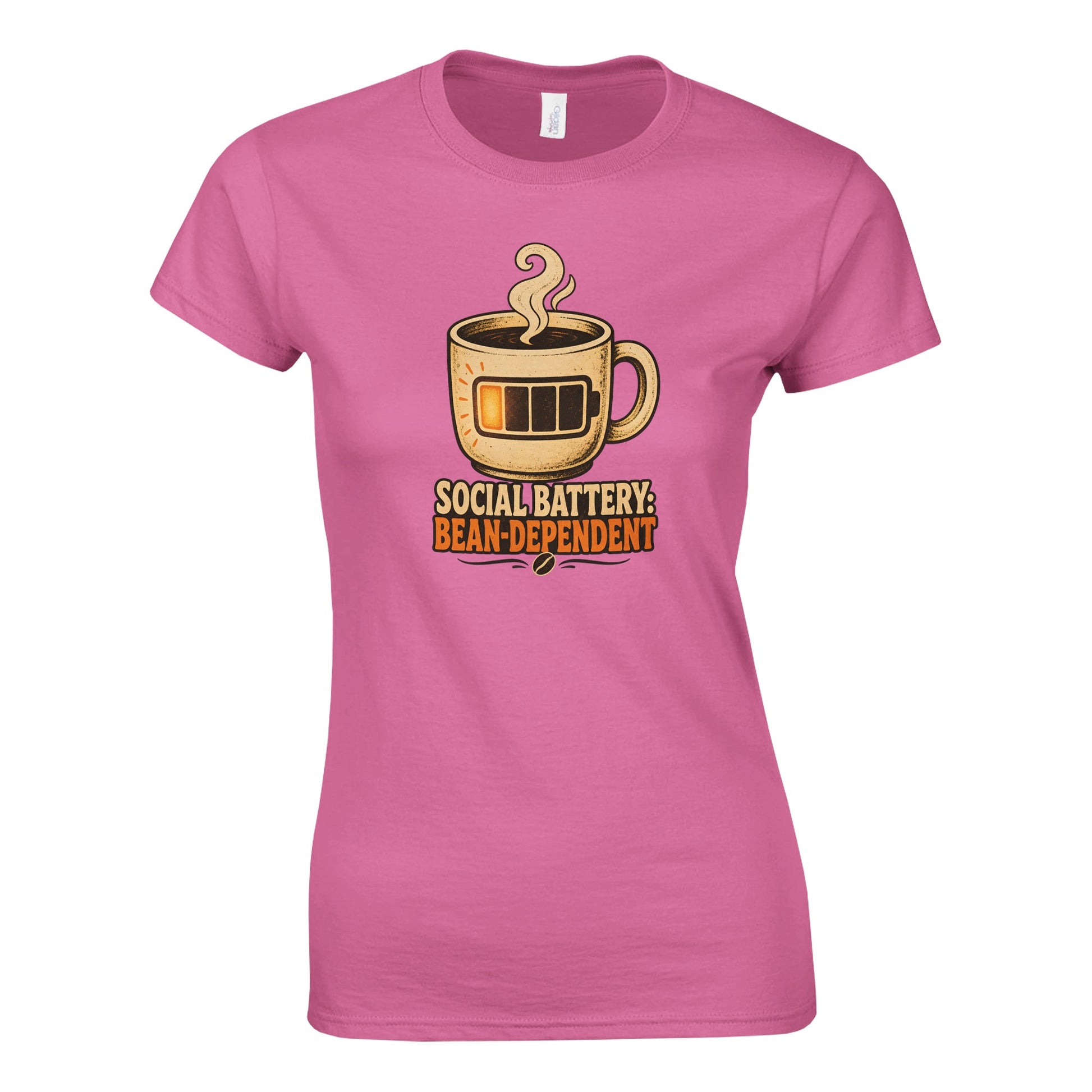 Social Battery: Bean-Dependent Graphic Women's T-shirt — product view 7