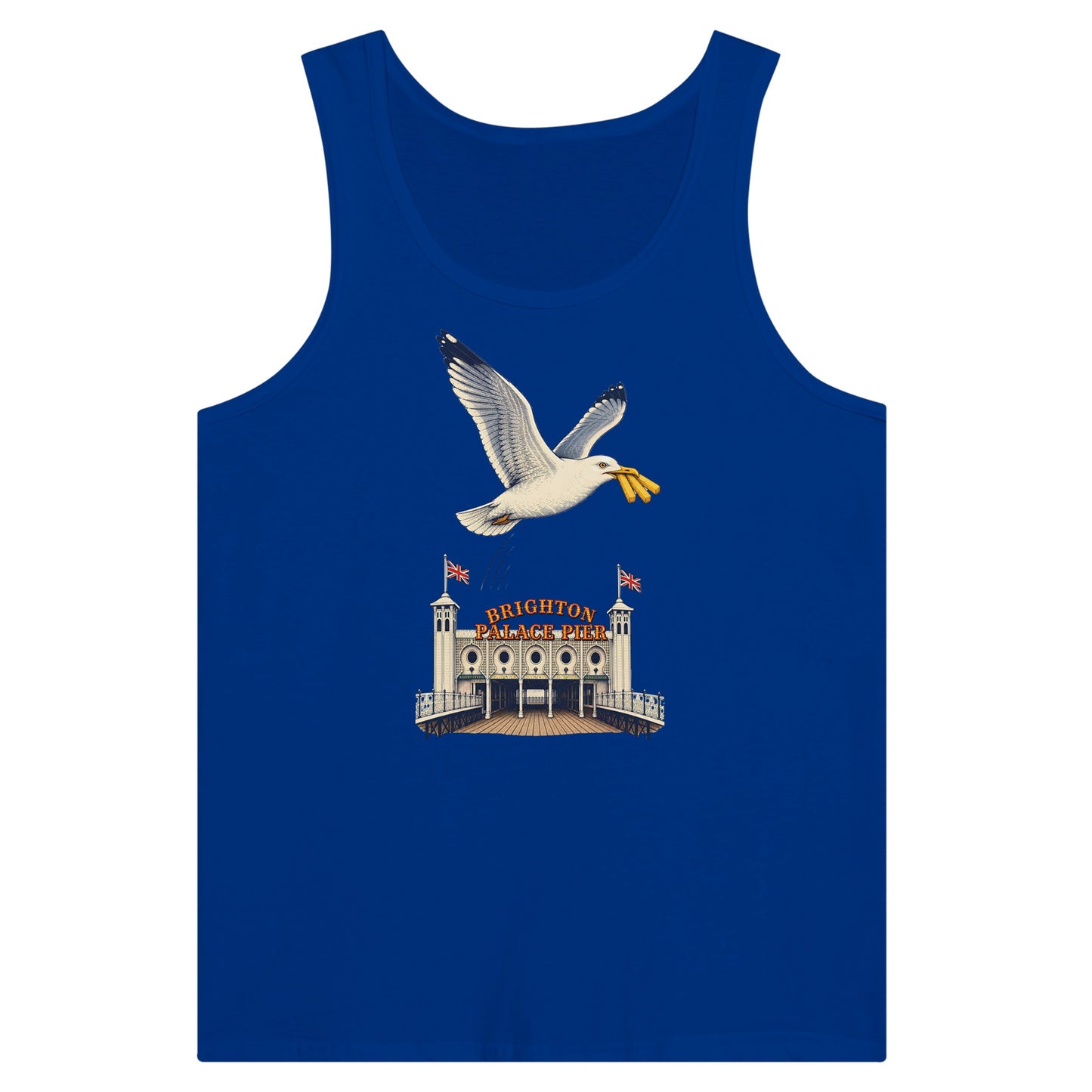 Brighton Palace Pier Chip Heist Premium Unisex Tank Top — product view 3