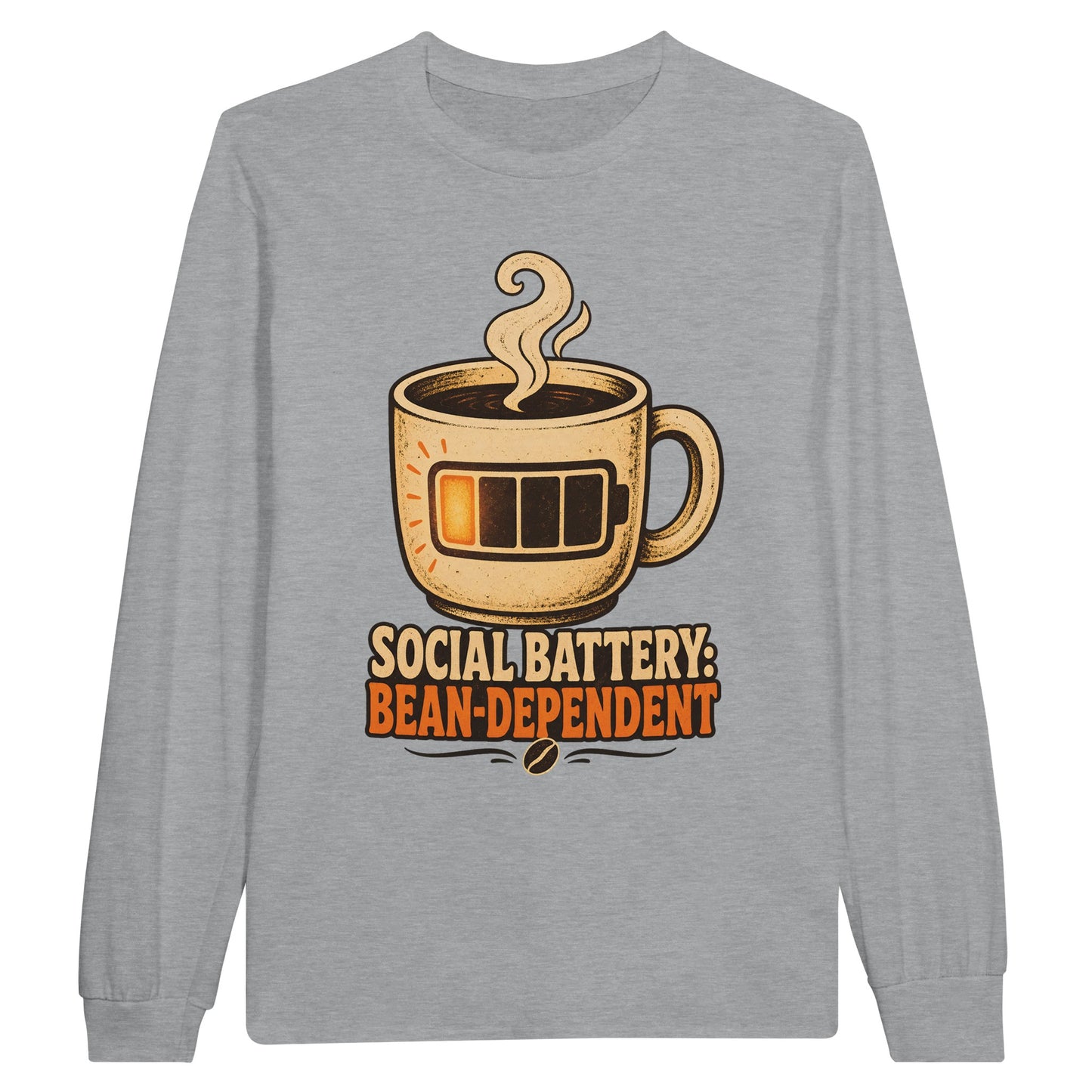 Social Battery: Bean-Dependent Graphic Long-Sleeve T-shirt — product view 10