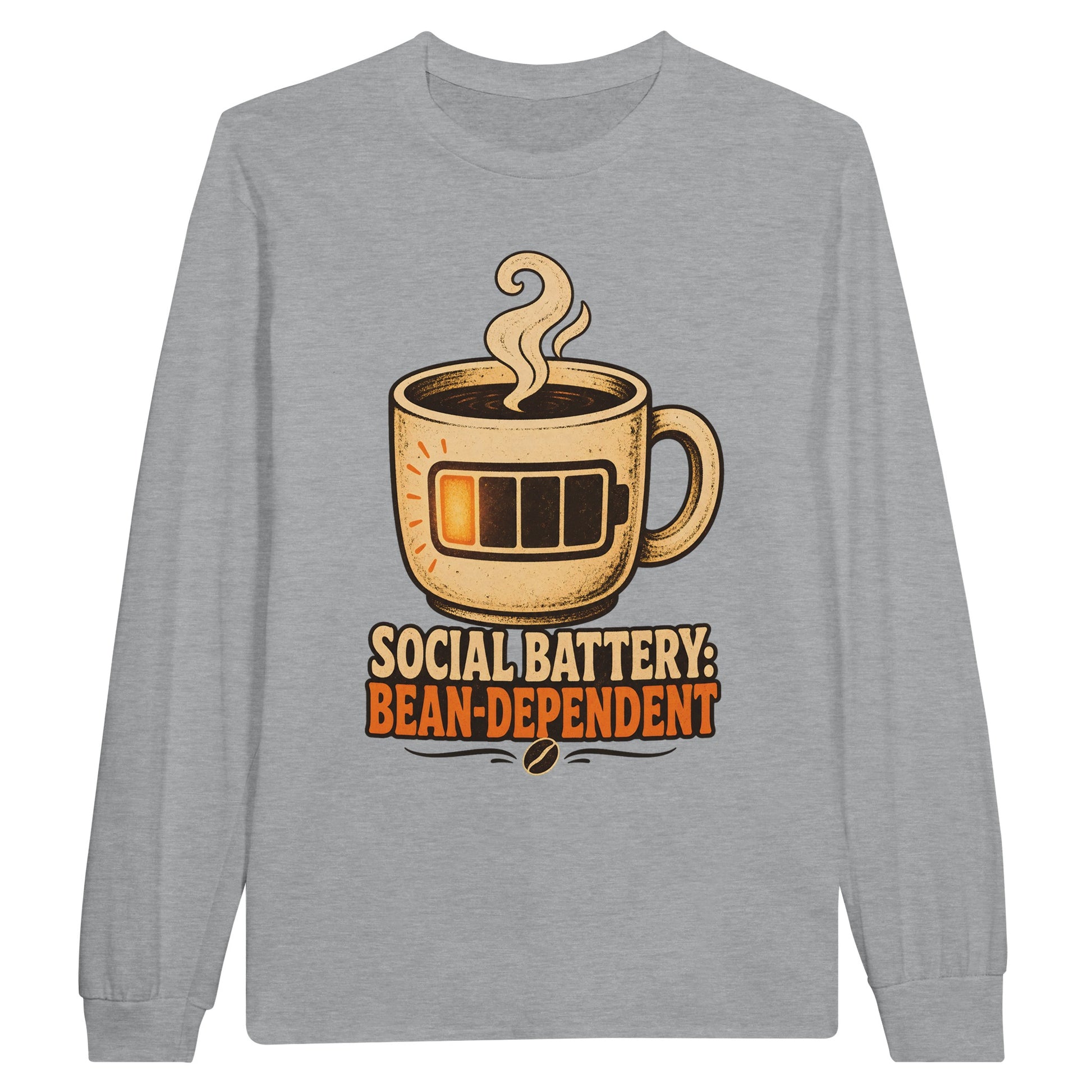 Social Battery: Bean-Dependent Graphic Long-Sleeve T-shirt — product view 10