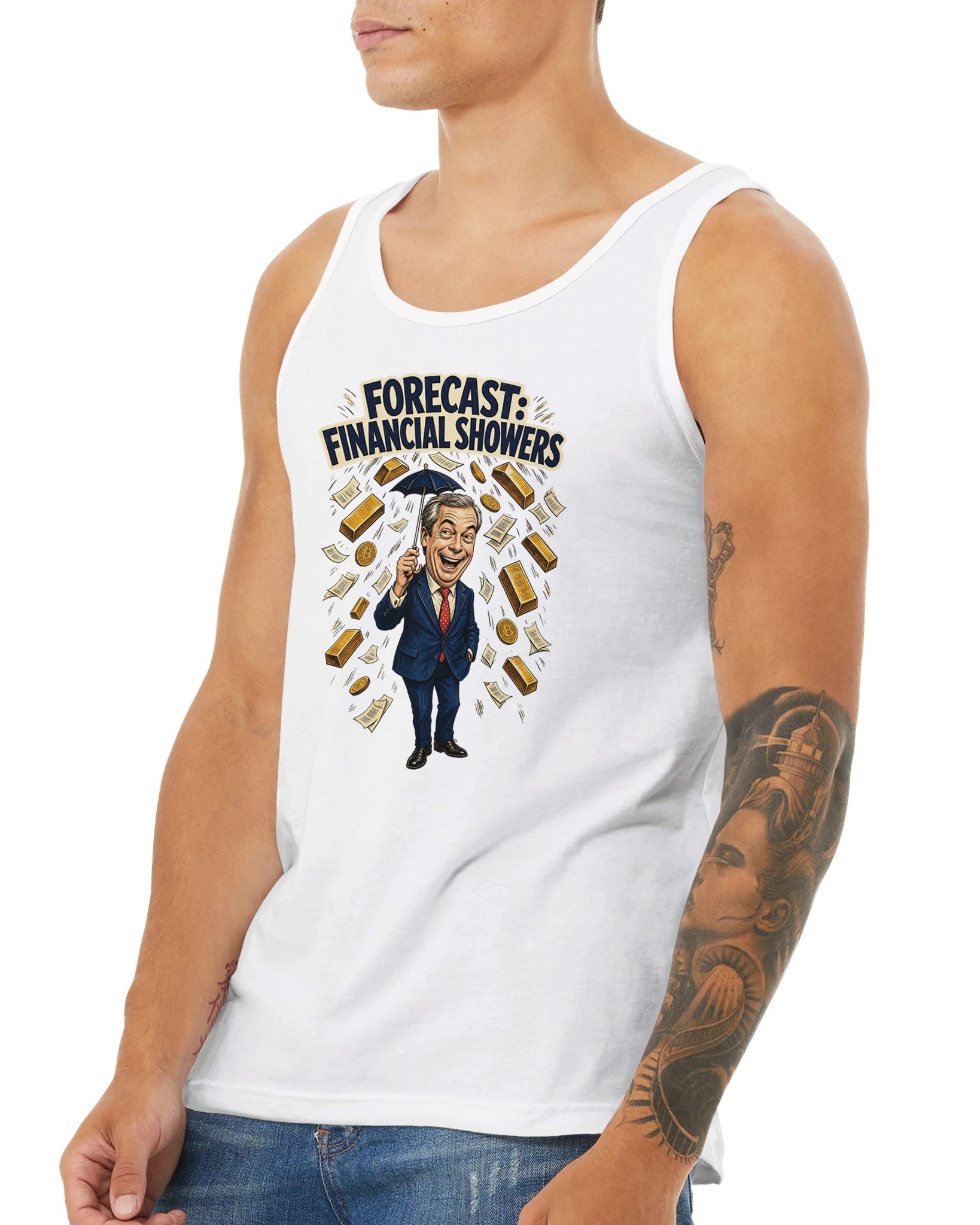 Forecast: Financial Showers Premium Unisex Tank Top — product view 16