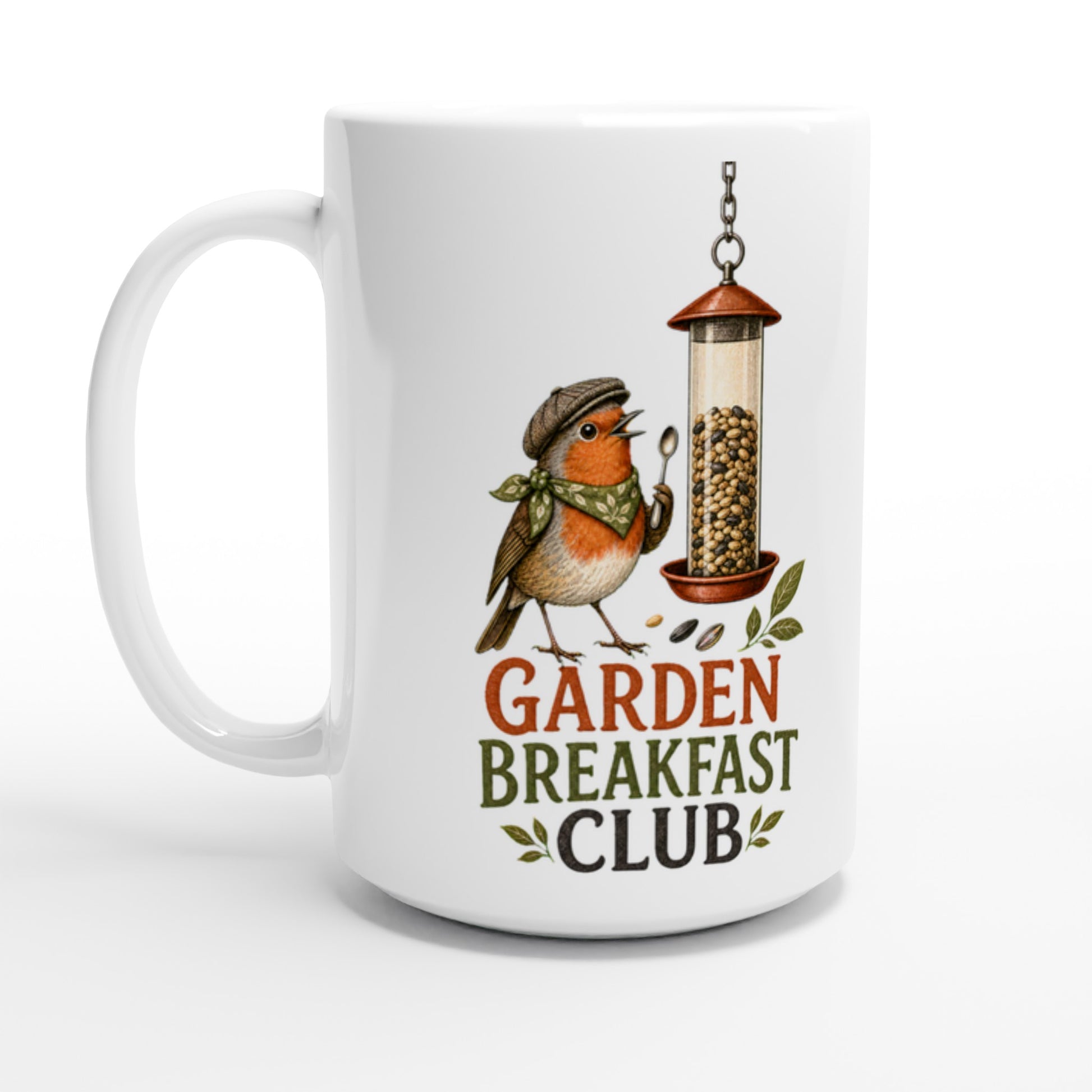 Garden Breakfast Club Robin Graphic Large Mug — product view 1