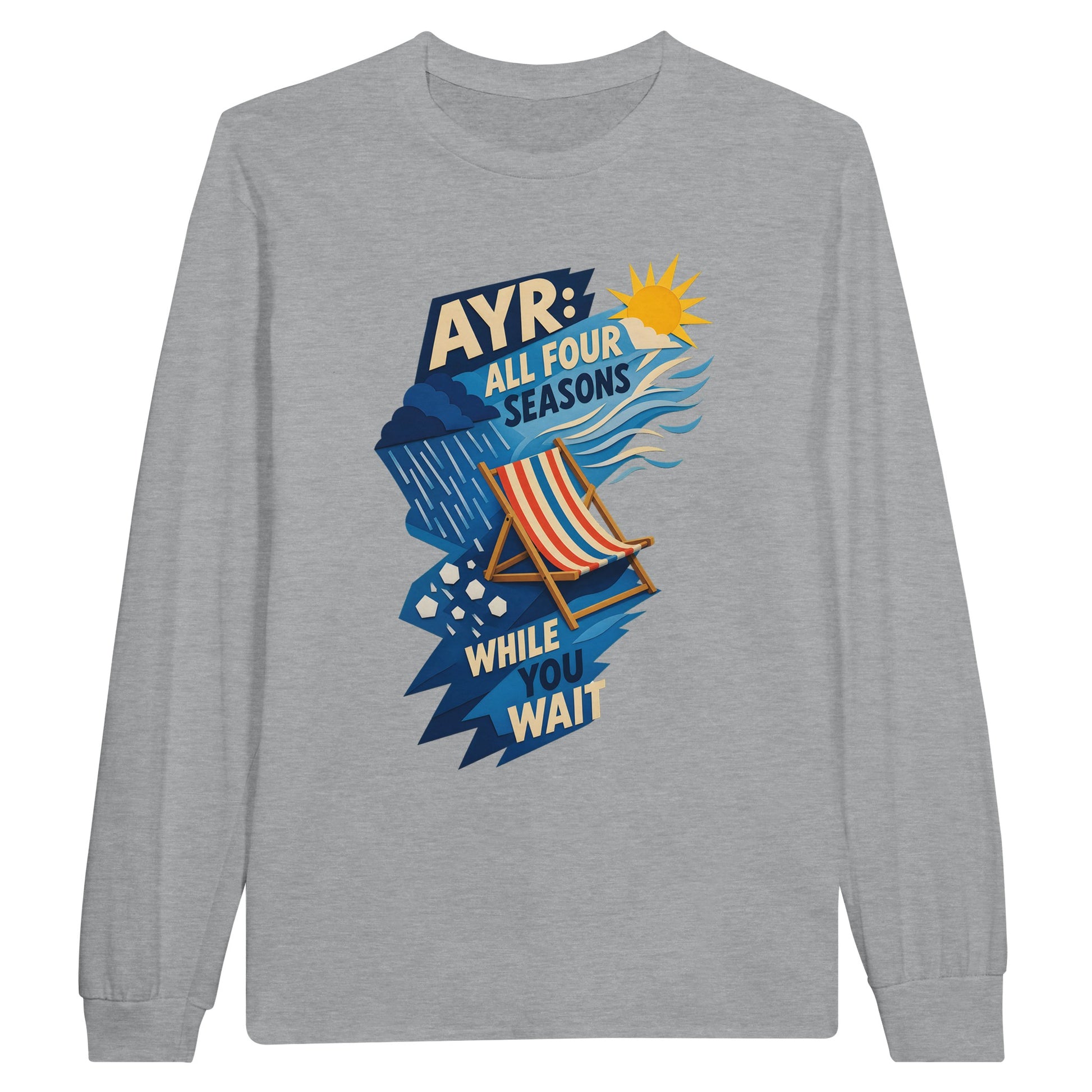 Ayr: All Four Seasons While You Wait Long-Sleeve T-shirt — product view 10