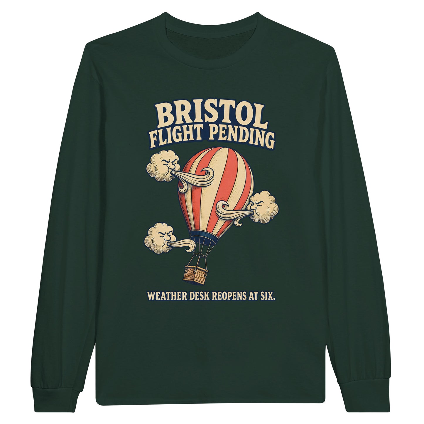 Bristol Flight Pending – Weather Desk Long-Sleeve T-shirt — product view 5