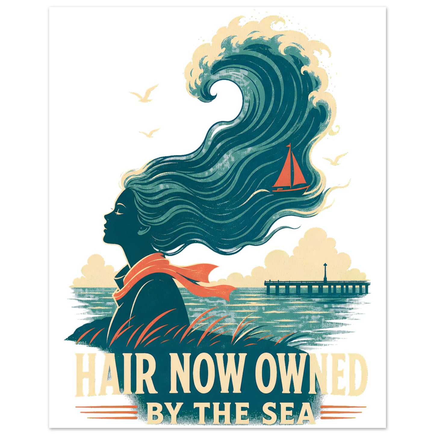 Hair Now Owned by the Sea Aluminium Print — product view 2