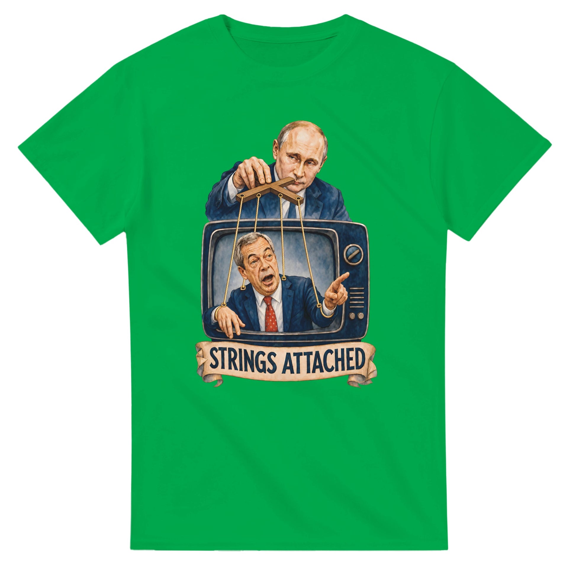 Strings Attached Political Satire T-shirt — product view 11