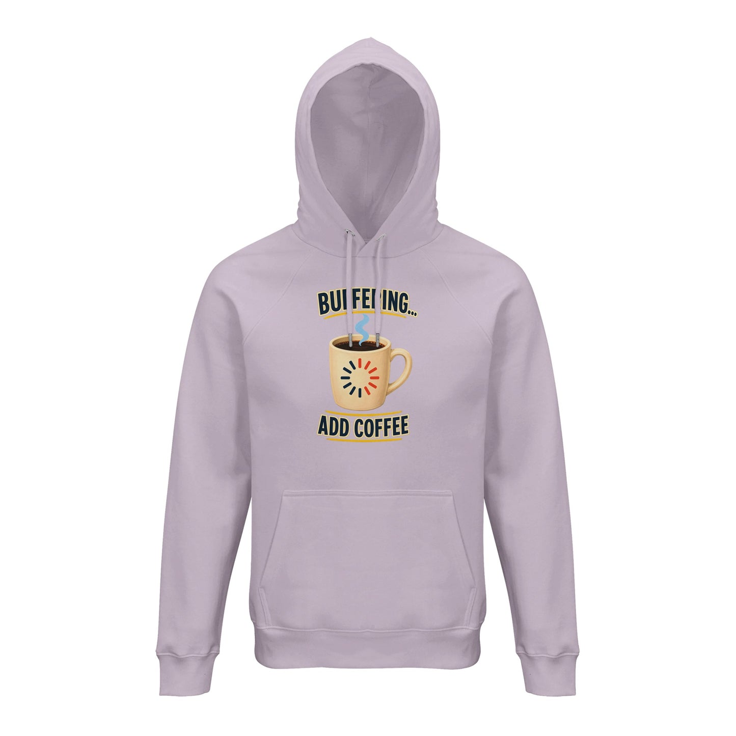 Buffering... Add Coffee — Outlined Loading Mug Graphic Hoodie — product view 4