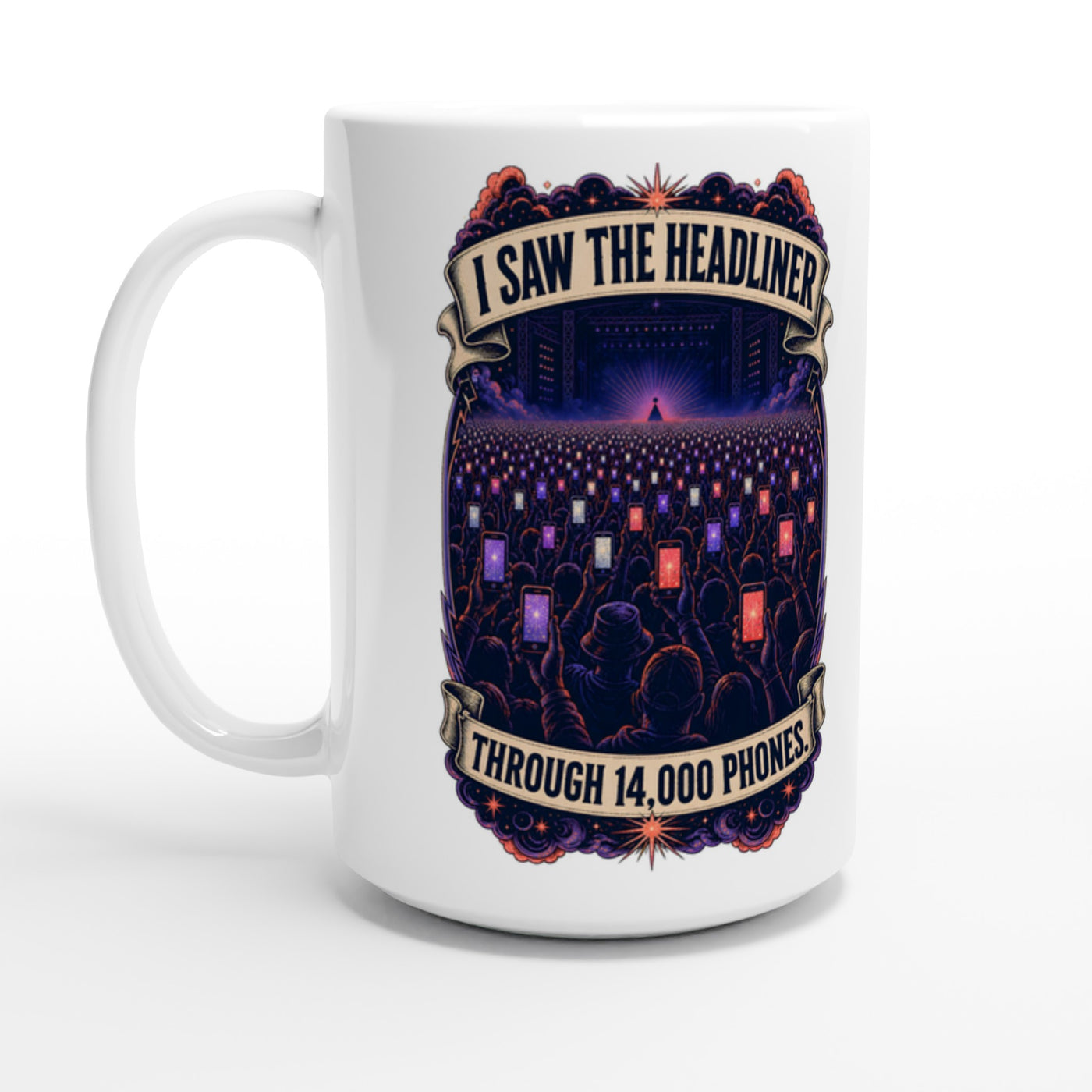 The Headliner Through 14,000 Phones Large Mug