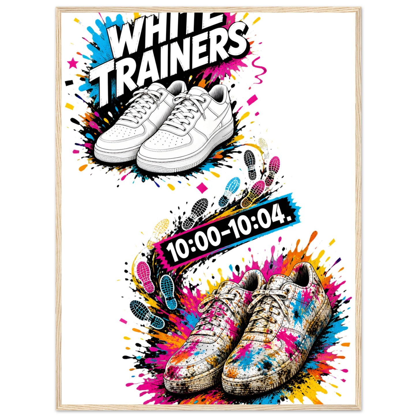 White Trainers: 10:00–10:04 Framed Wall Art — product view 5