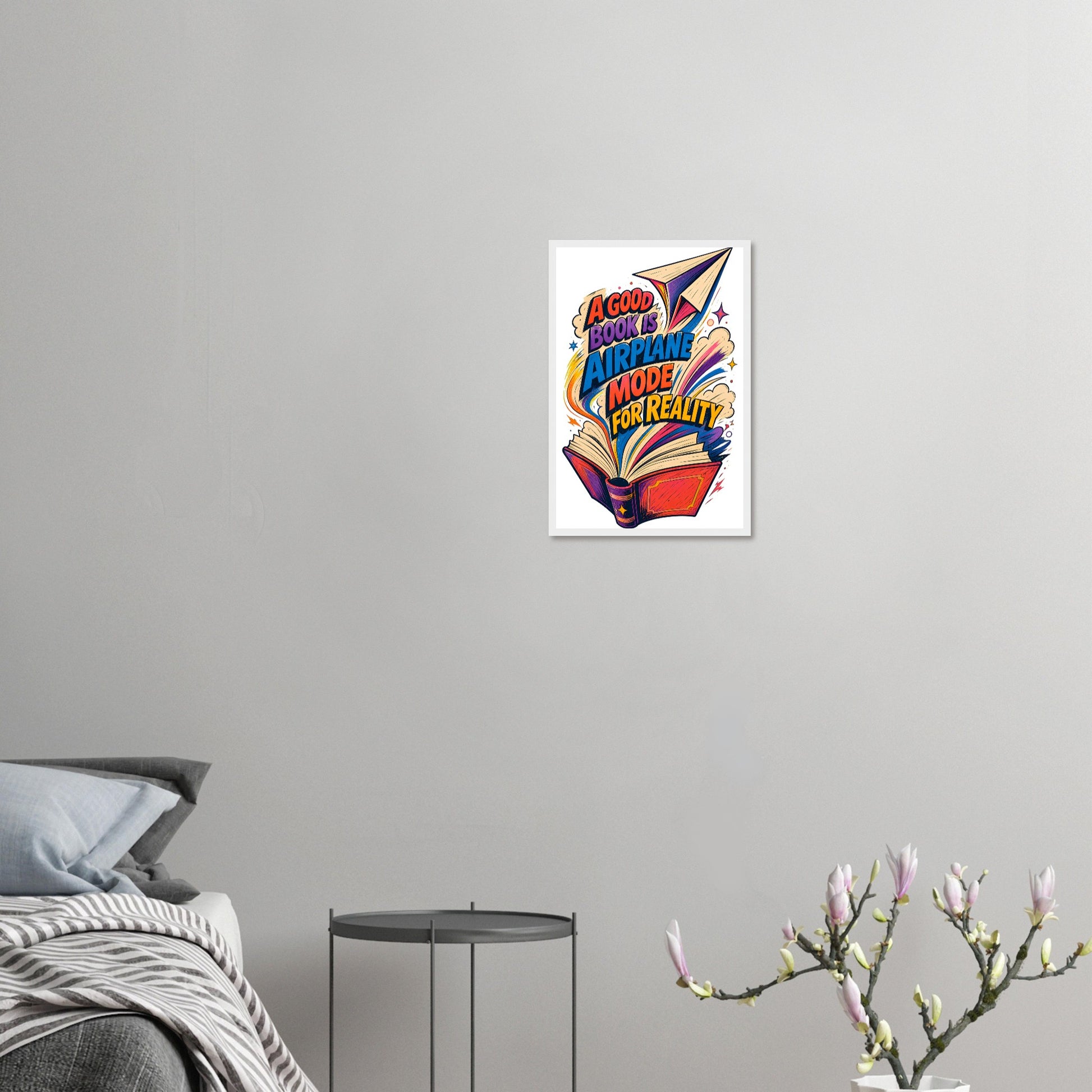 A Good Book Is Airplane Mode for Reality Framed Wall Art — product view 10