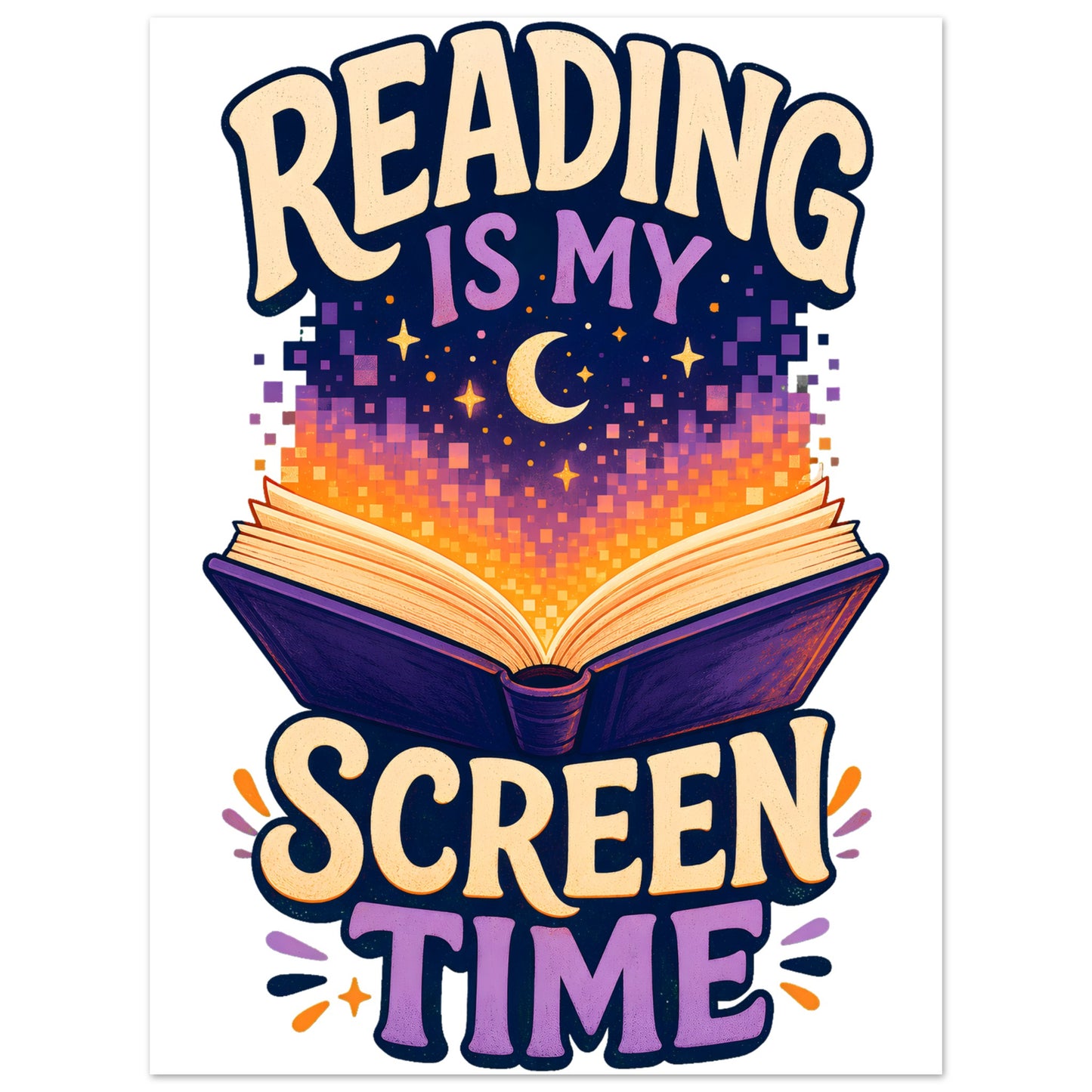 Reading Is My Screen Time Book Graphic Aluminium Print — product view 1