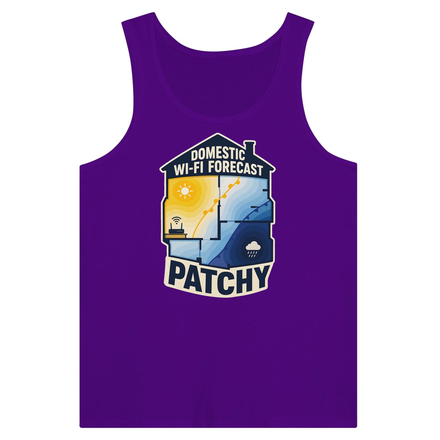 Domestic Wi-Fi Forecast Patchy Premium Unisex Tank Top — product view 6