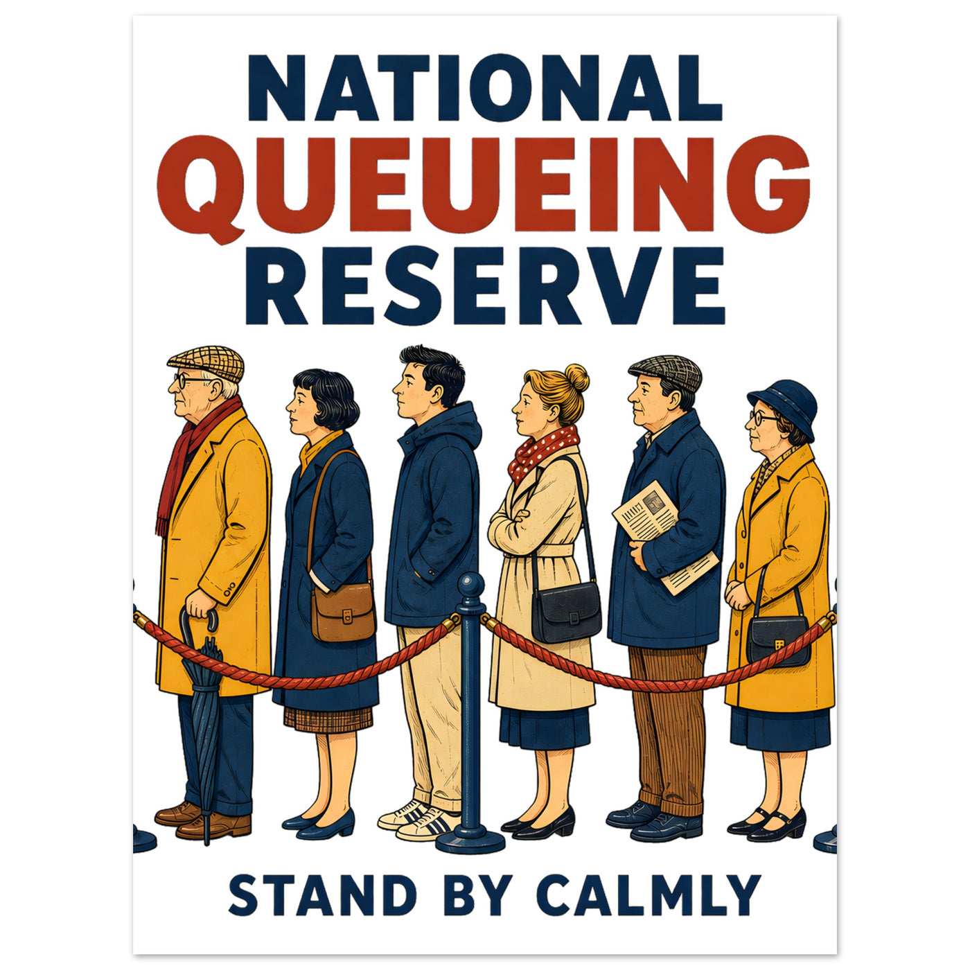 National Queueing Reserve – British Queue Graphic Aluminium Print