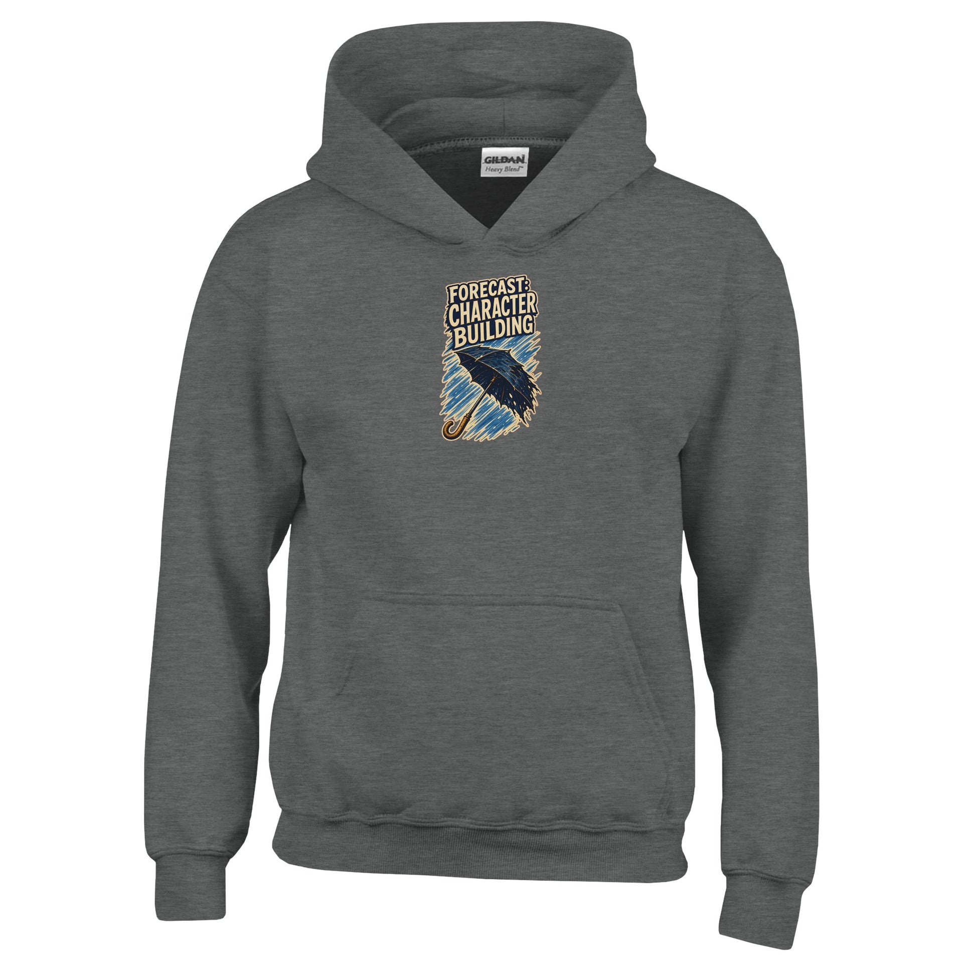 Forecast: Character Building – British Weather Kids' Hoodie — product view 2