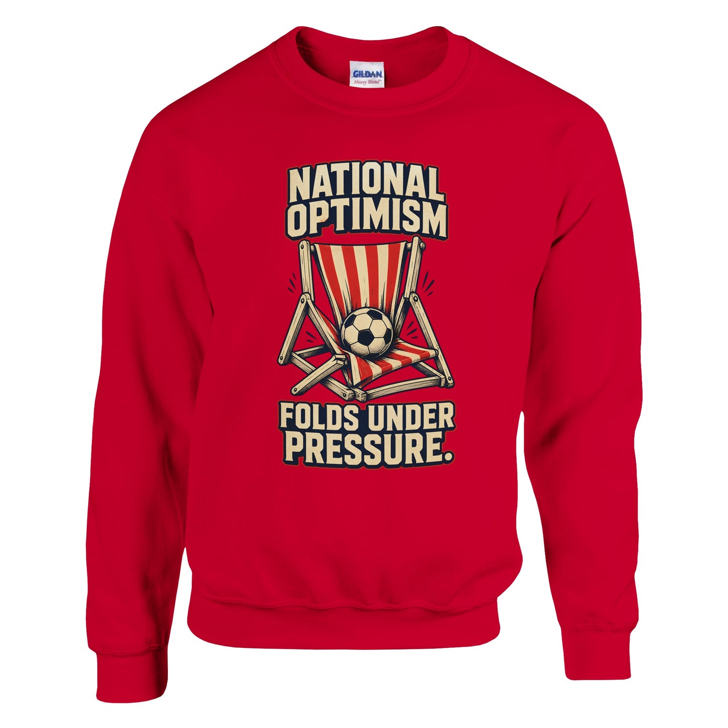 National Optimism Folds Under Pressure Football Sweatshirt — product view 3