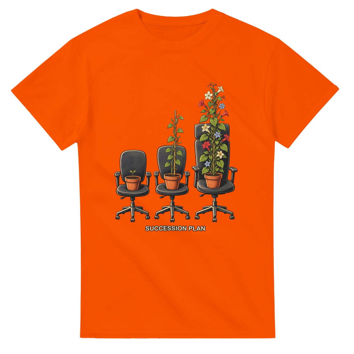 Succession Plan Office Chair Garden Graphic T-shirt — product view 7
