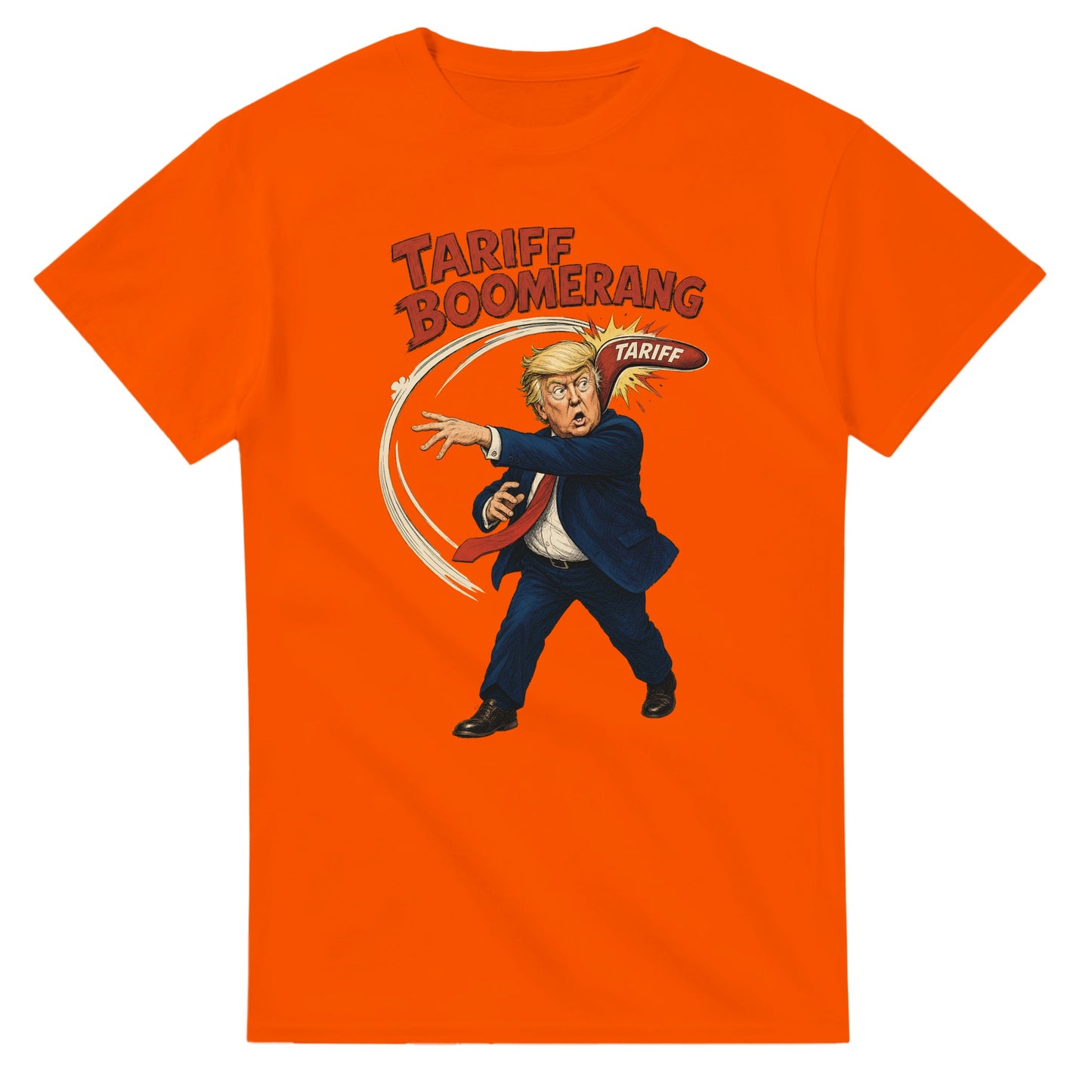 Tariff Boomerang – Trump Political Satire T-shirt — product view 7
