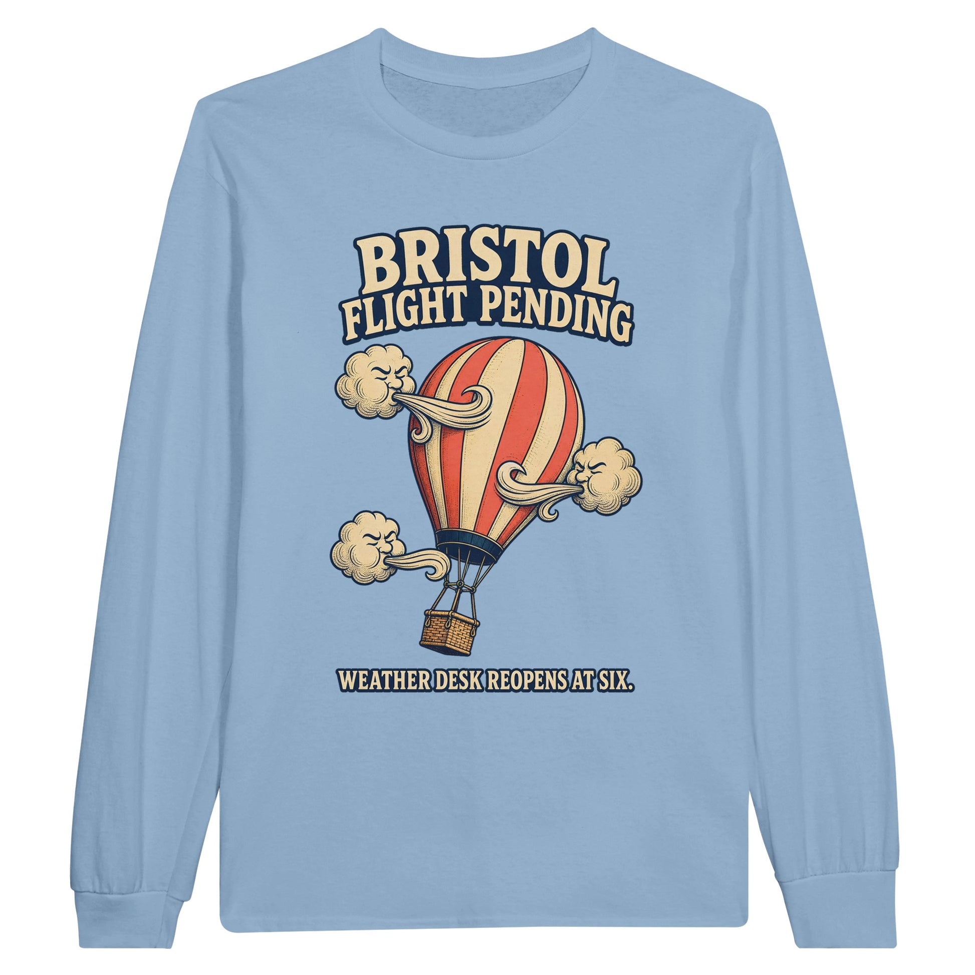 Bristol Flight Pending – Weather Desk Long-Sleeve T-shirt — product view 8
