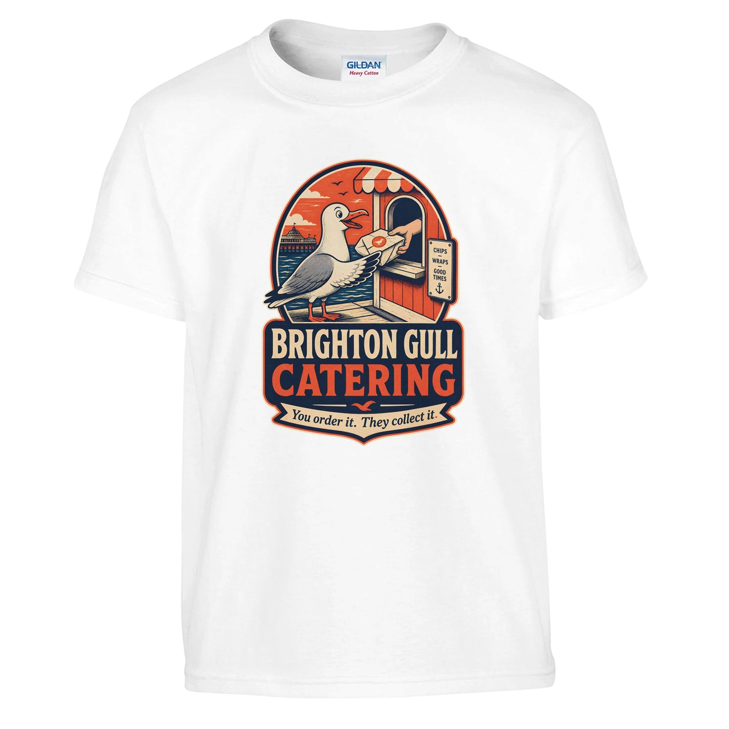 Brighton Gull Catering — Illustrated Kids' T-shirt — product view 1