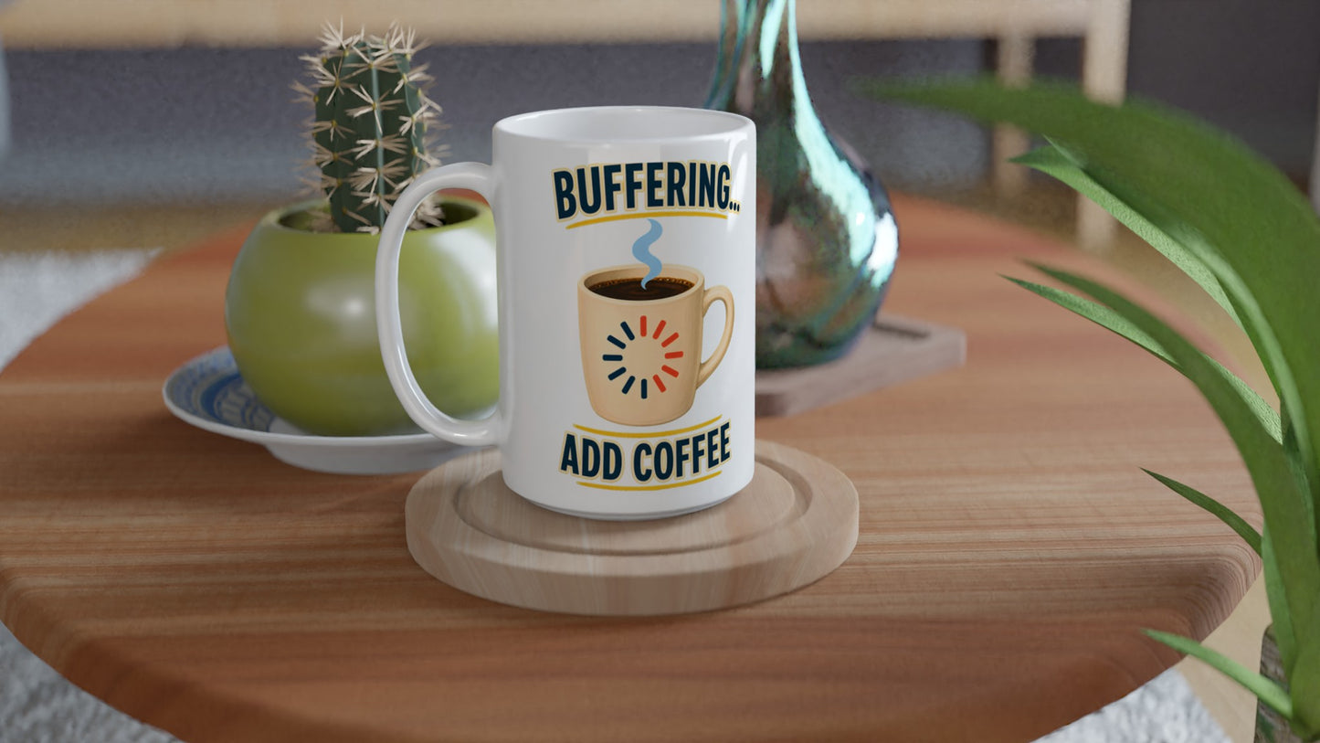 Buffering... Add Coffee — Outlined Loading Mug Graphic Large Mug — product view 4