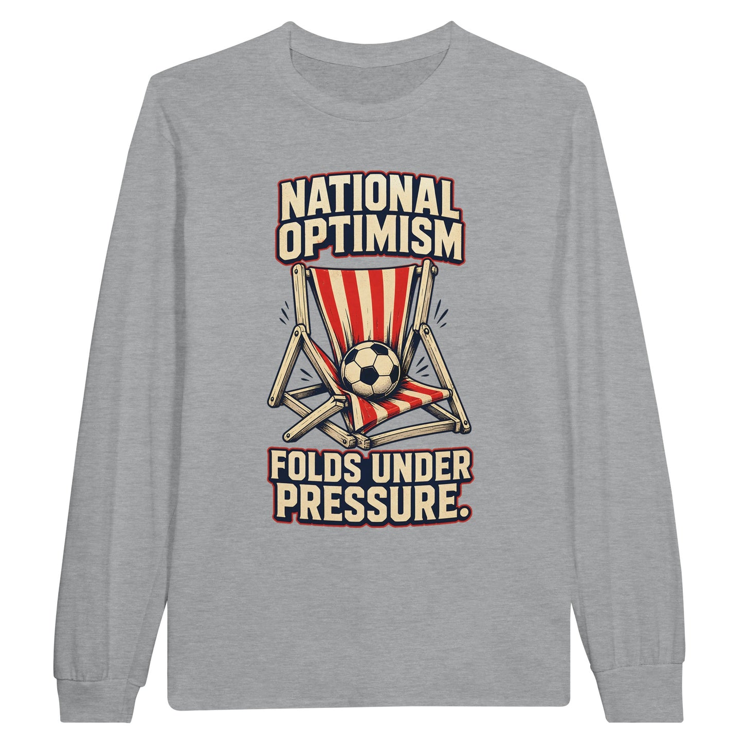 National Optimism Folds Under Pressure Football Long-Sleeve T-shirt — product view 10