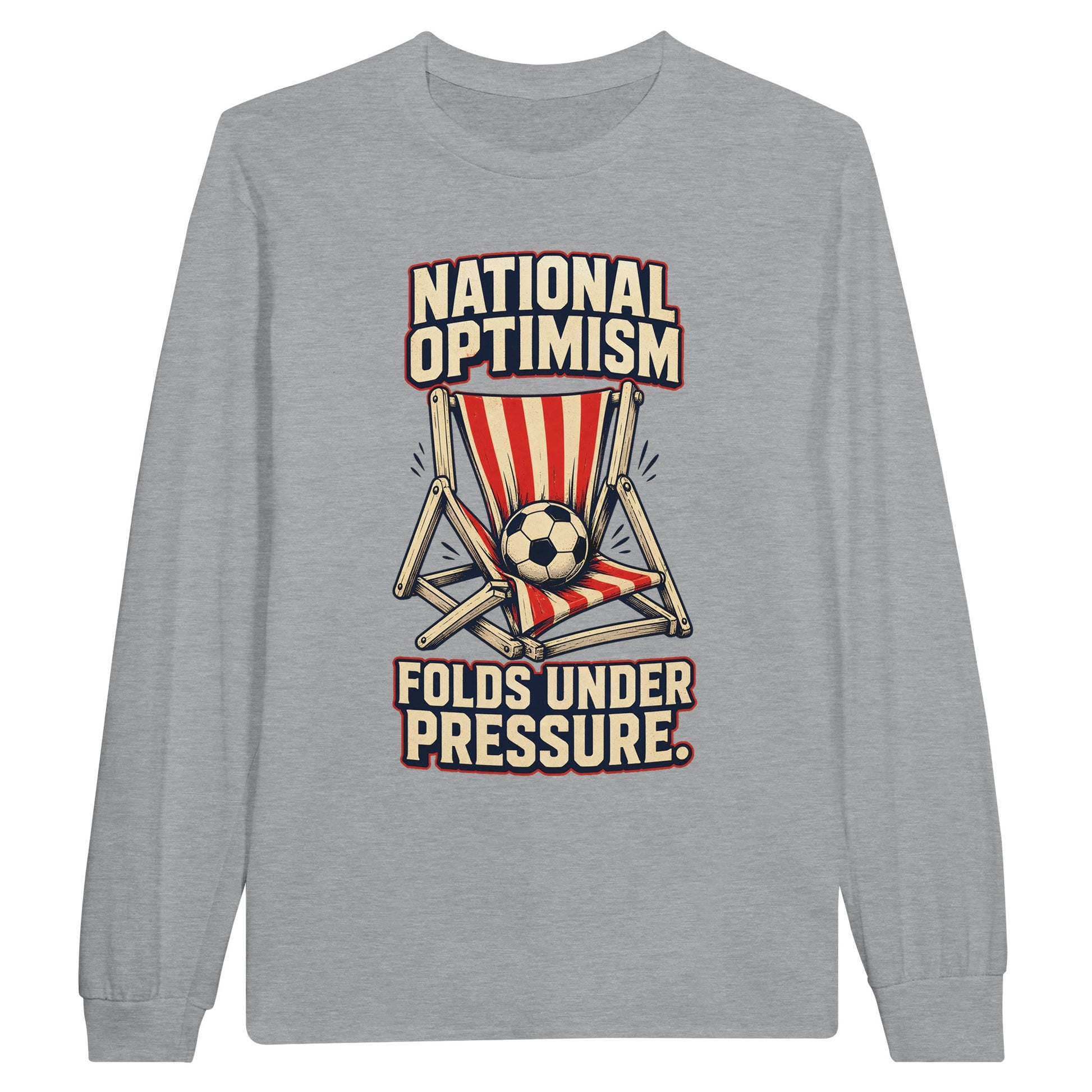 National Optimism Folds Under Pressure Football Long-Sleeve T-shirt — product view 10