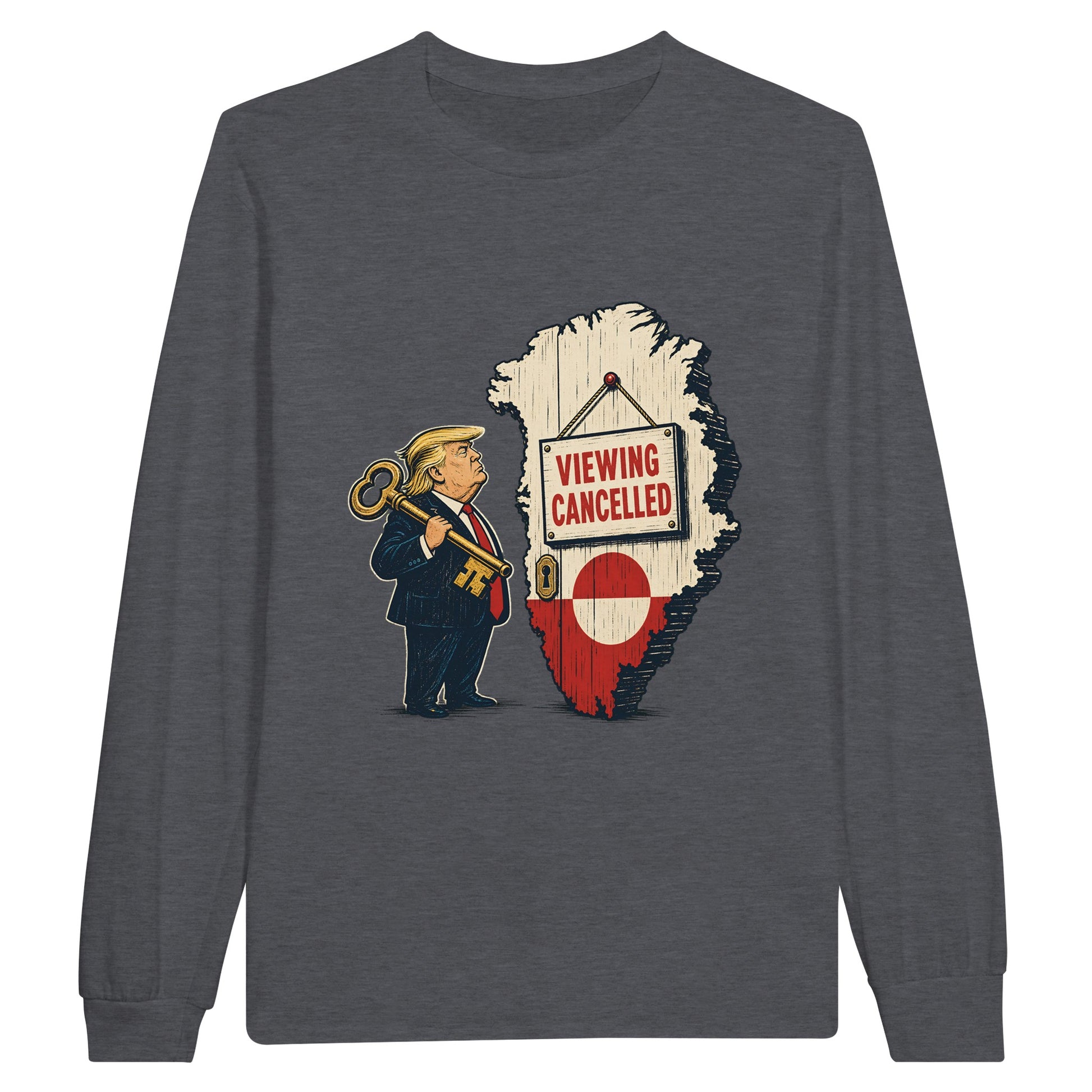 Viewing Cancelled — Greenland Political Satire Long-Sleeve T-shirt — product view 2