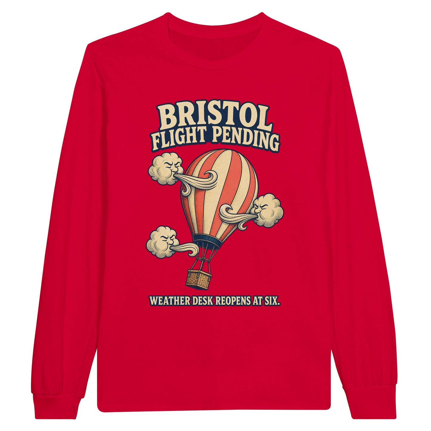 Bristol Flight Pending – Weather Desk Long-Sleeve T-shirt — product view 9
