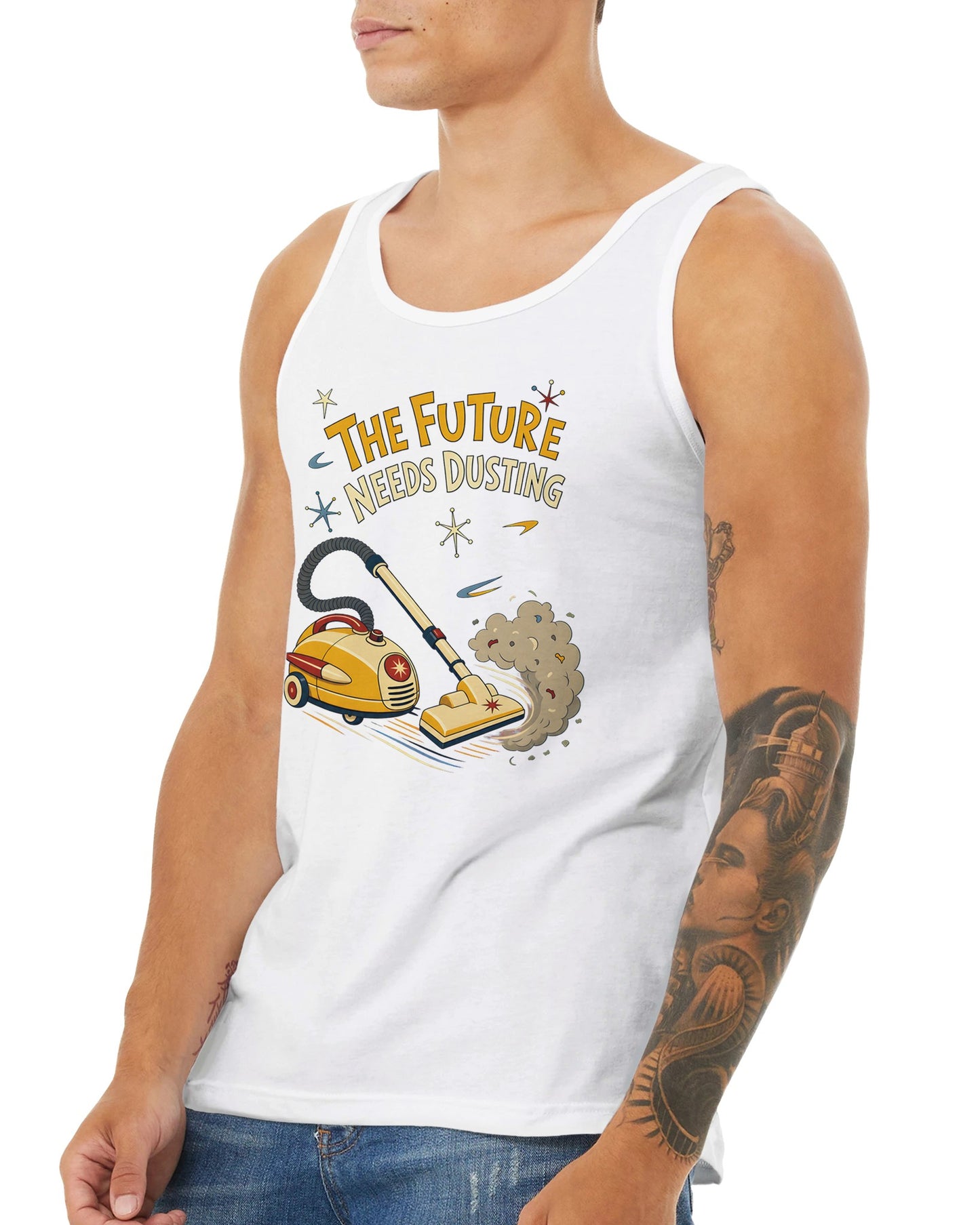 The Future Needs Dusting Premium Unisex Tank Top — product view 16