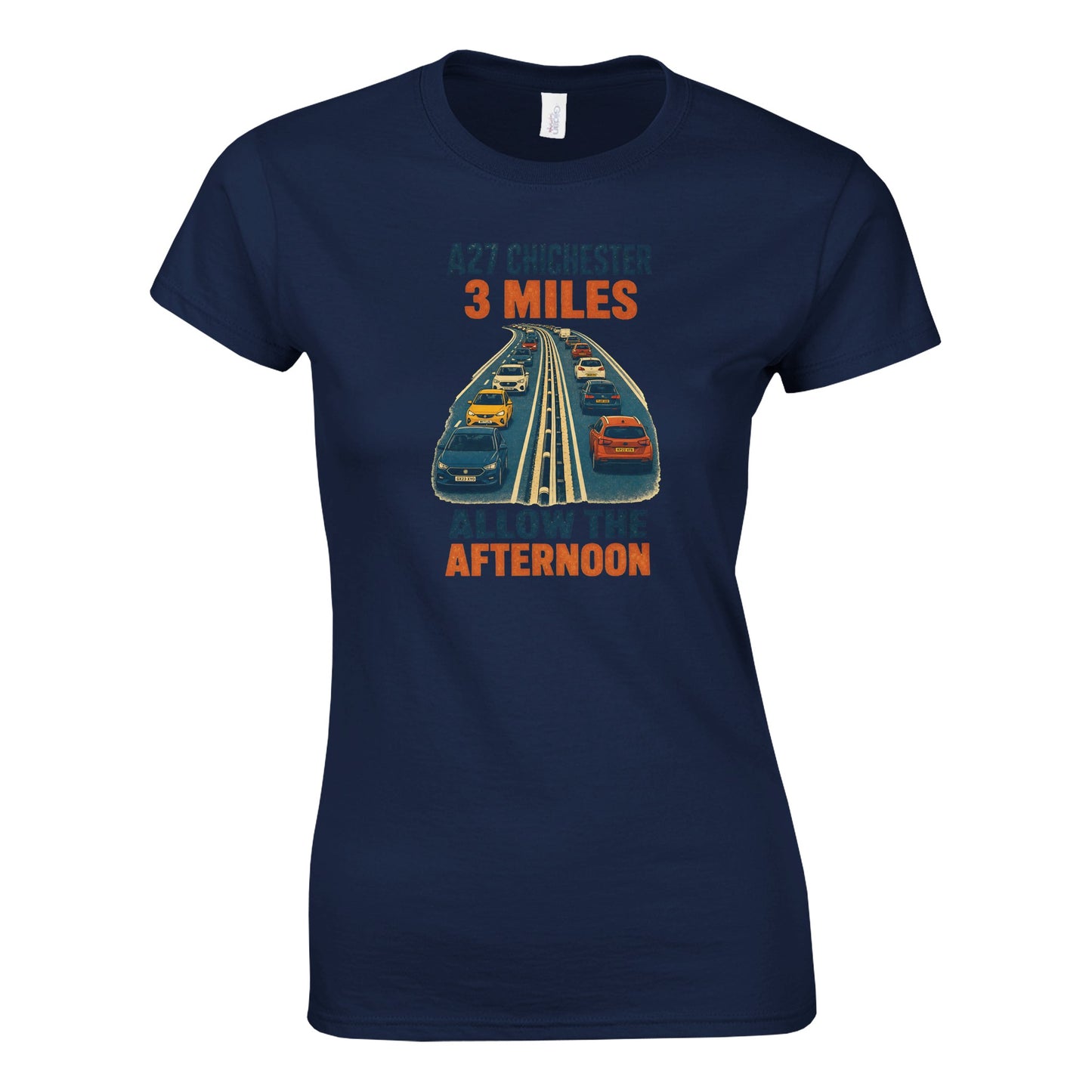 A27 Chichester – 3 Miles, Allow the Afternoon Women's T-shirt — product view 10