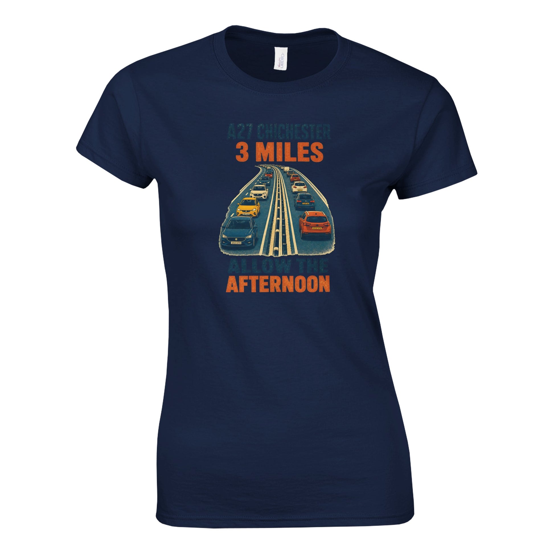 A27 Chichester – 3 Miles, Allow the Afternoon Women's T-shirt — product view 10