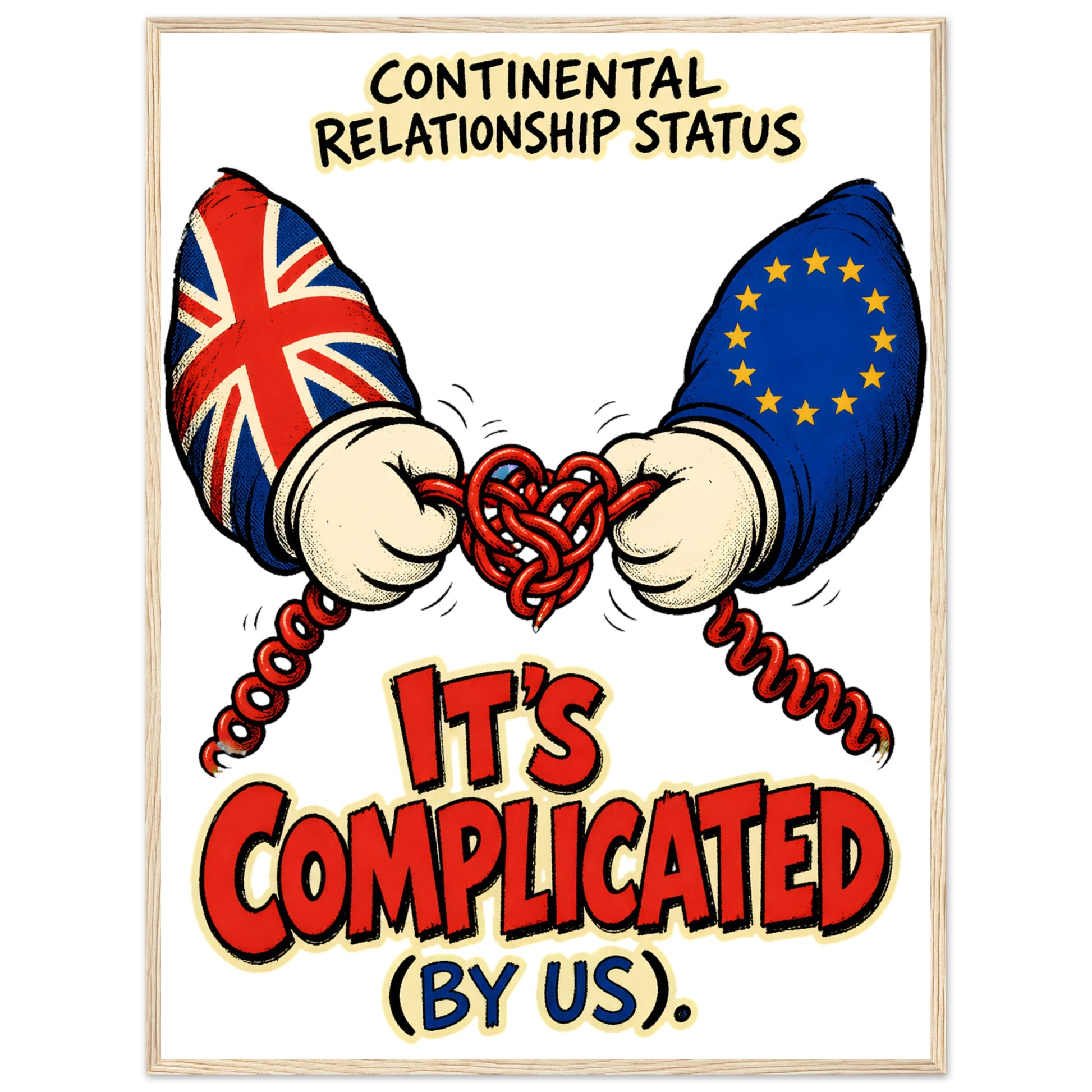 It's Complicated (By Us) UK–EU 1990s Cartoon Framed Wall Art — product view 5