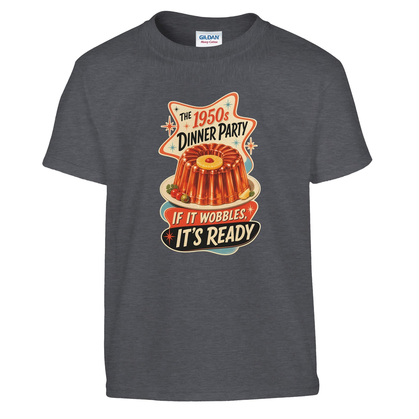 The 1950s Dinner Party — If It Wobbles, It's Ready Kids' T-shirt — product view 12