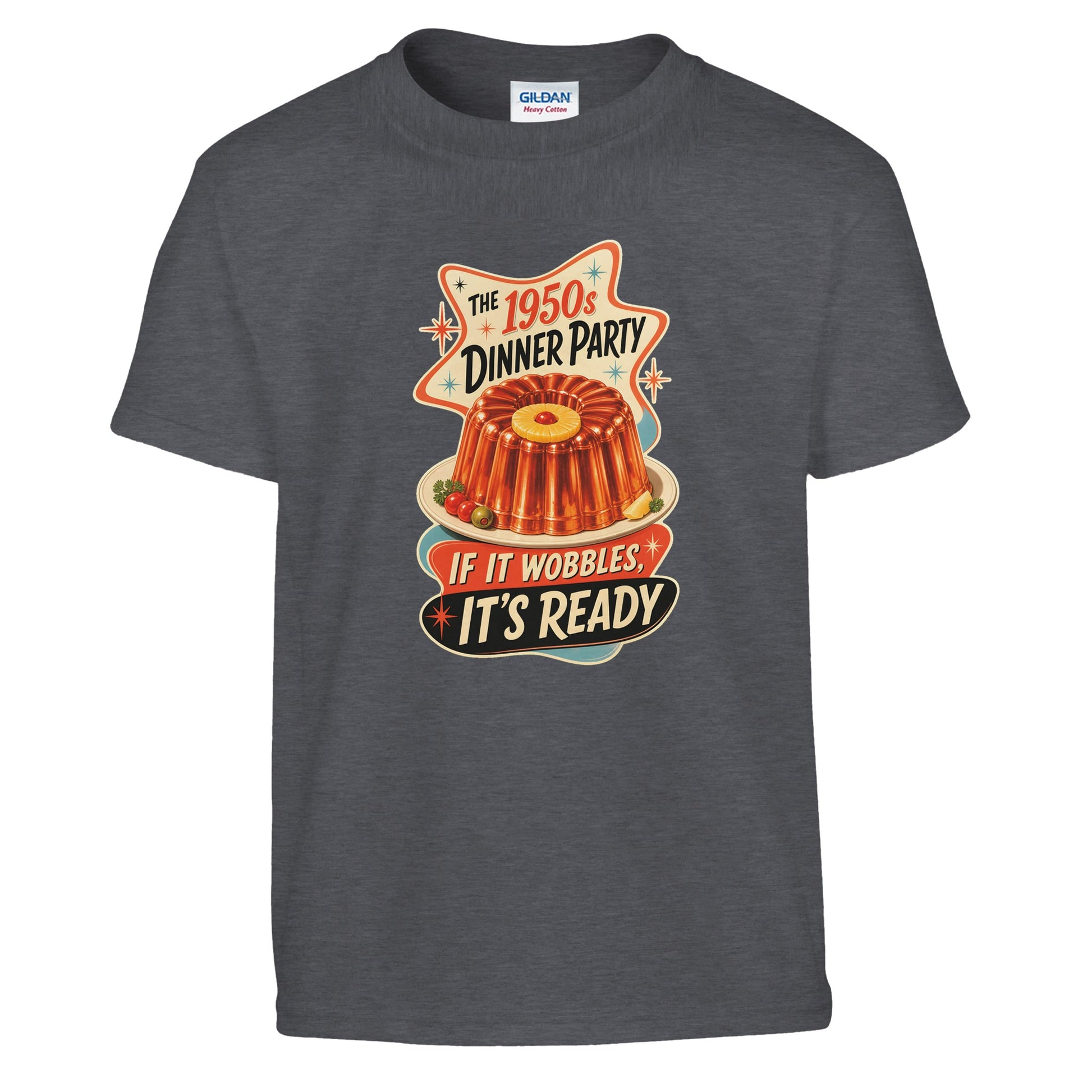 The 1950s Dinner Party — If It Wobbles, It's Ready Kids' T-shirt — product view 12