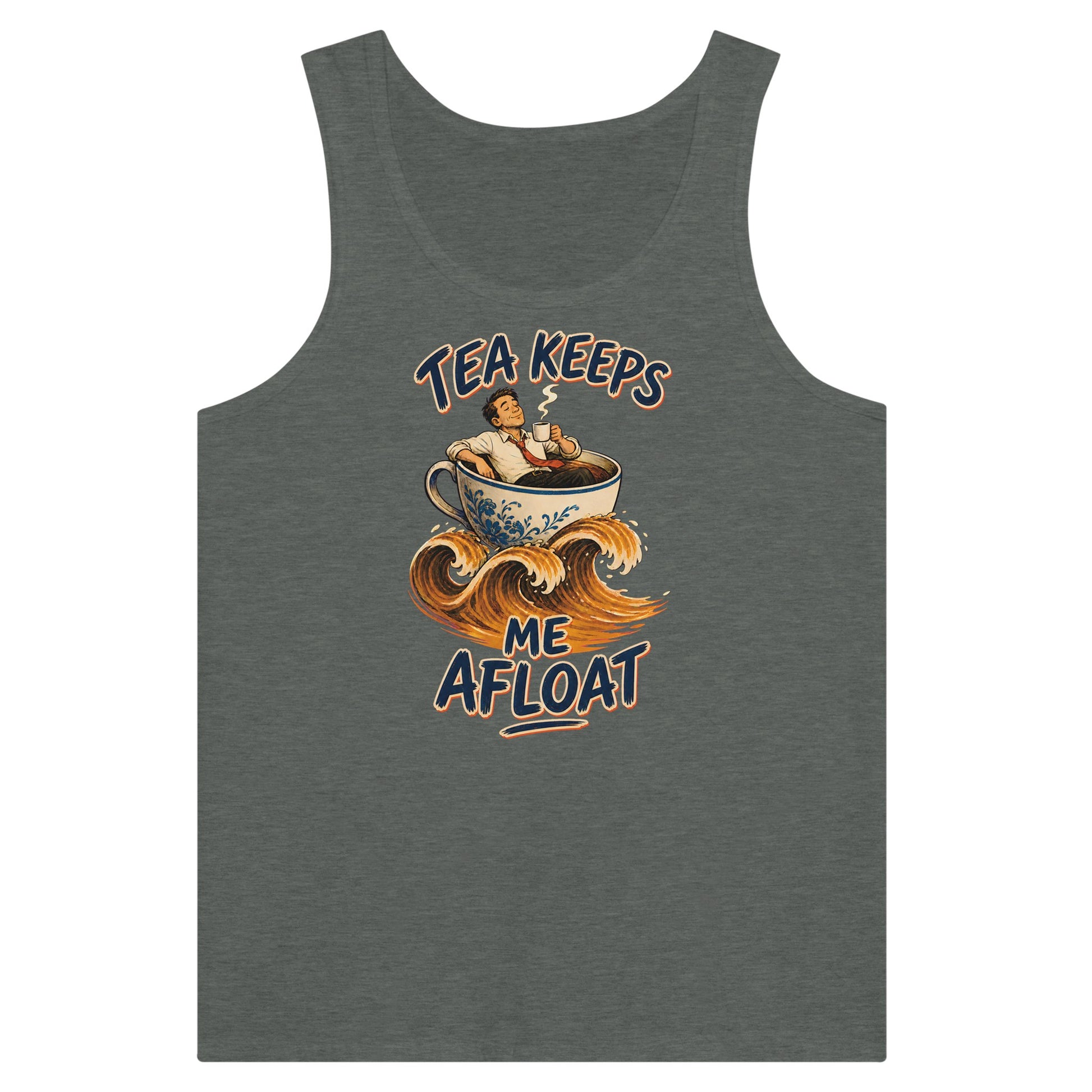 Tea Keeps Me Afloat Premium Unisex Tank Top — product view 4