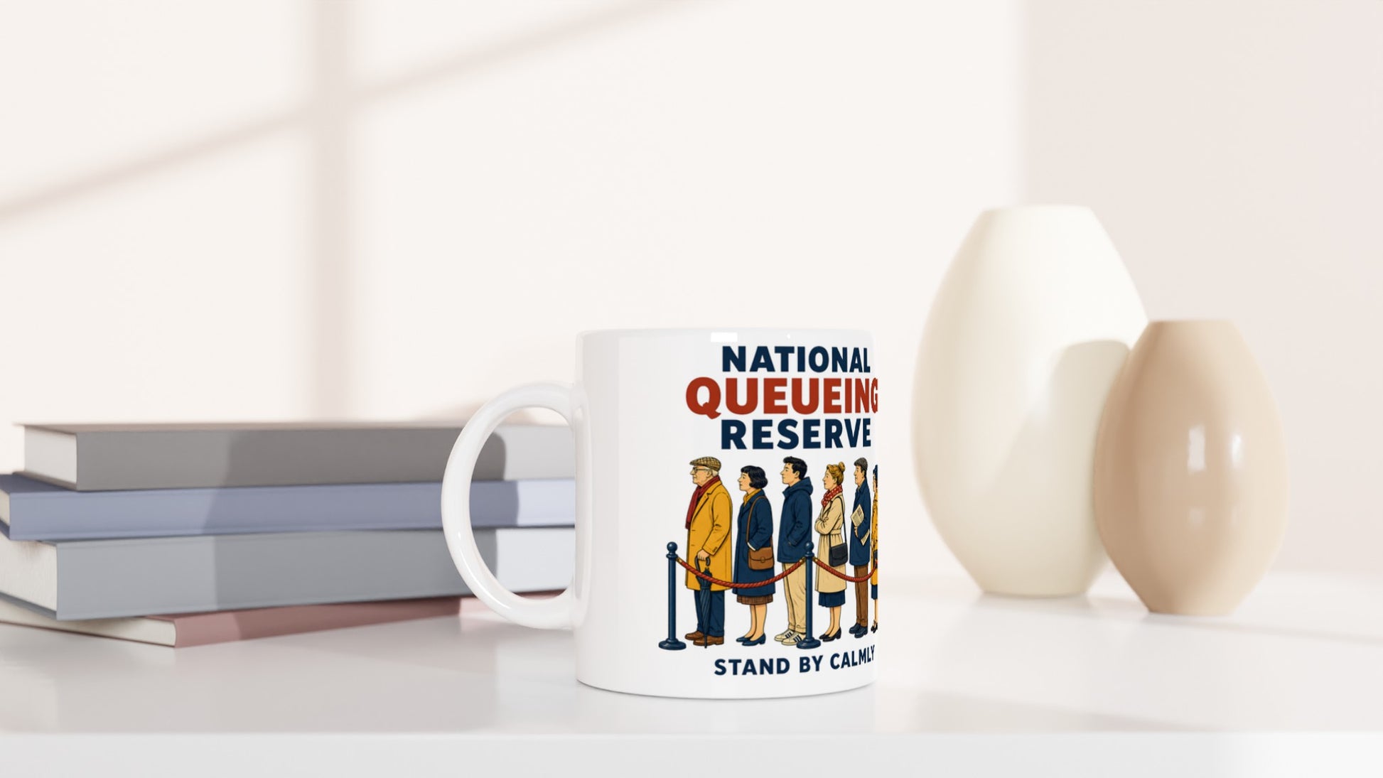 National Queueing Reserve – British Queue Graphic Mug — product view 5