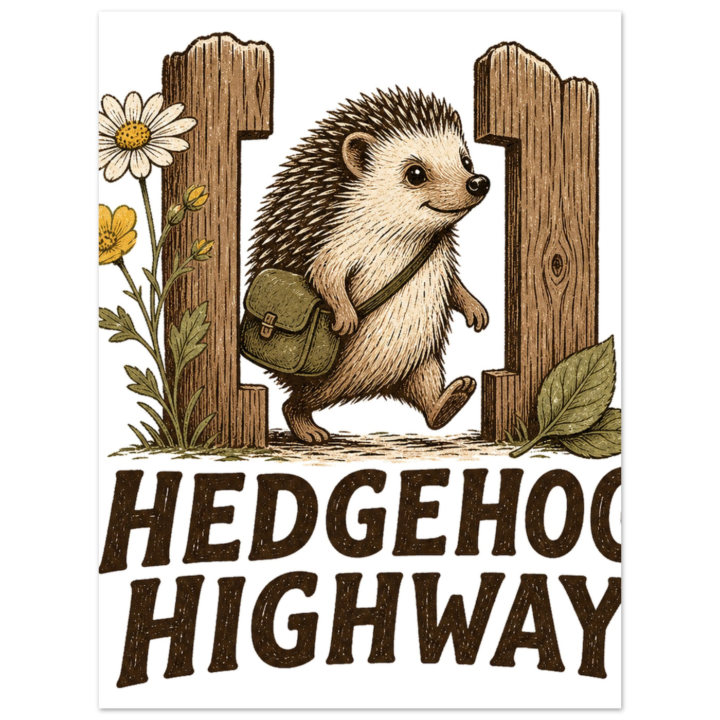 Hedgehog Highway Garden Graphic Aluminium Print