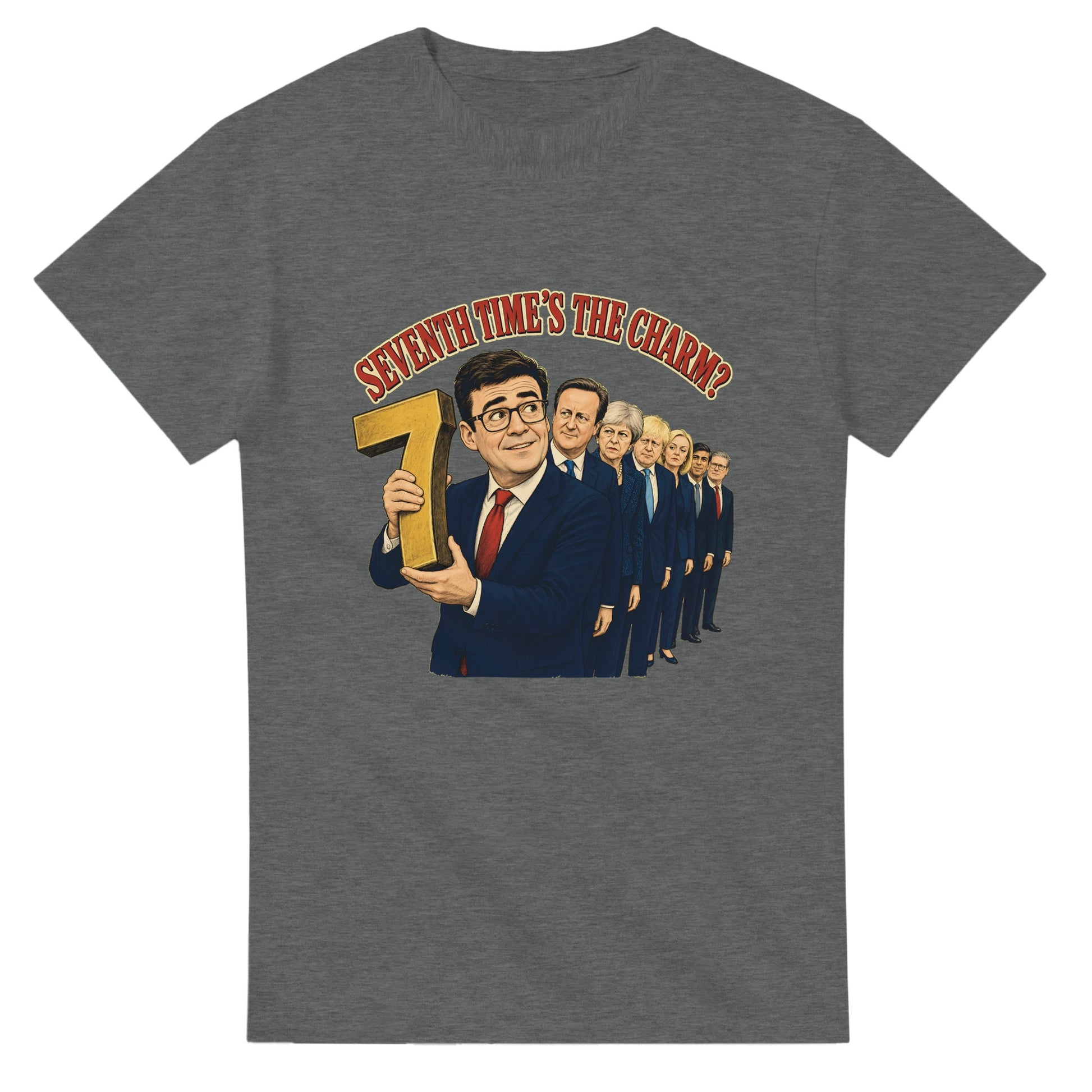 Seventh Time’s the Charm? UK Prime Minister Caricature T-shirt — product view 3