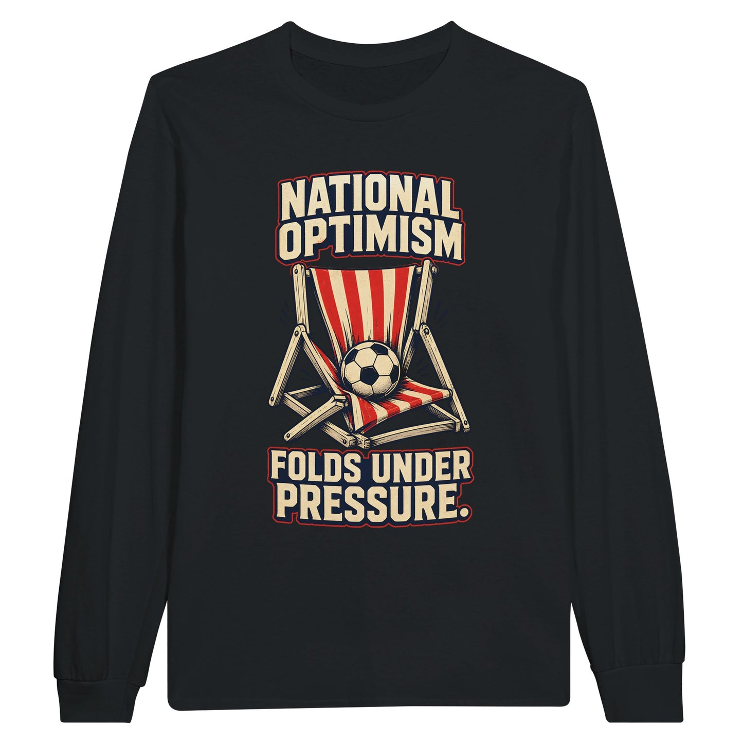 National Optimism Folds Under Pressure Football Long-Sleeve T-shirt — product view 7