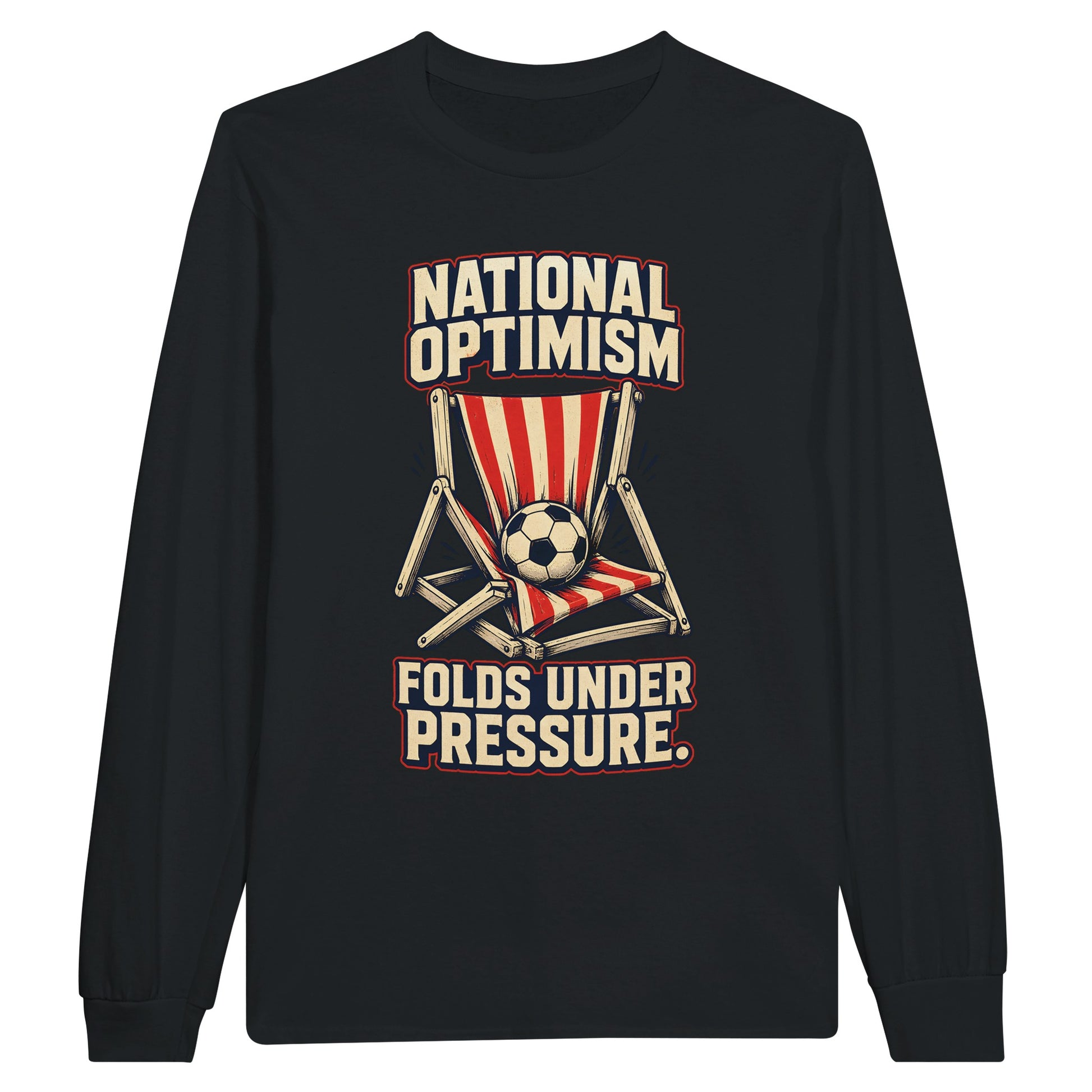 National Optimism Folds Under Pressure Football Long-Sleeve T-shirt — product view 7