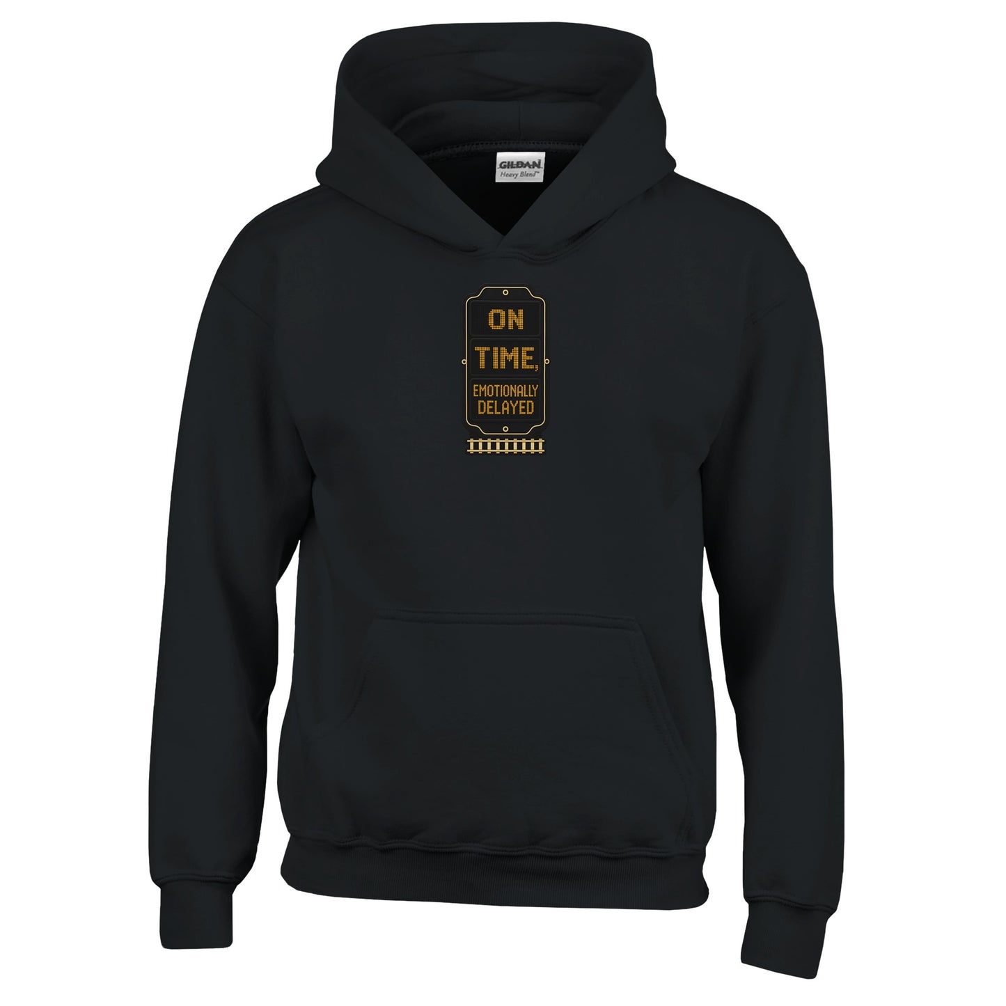 On Time, Emotionally Delayed Rail Graphic Kids' Hoodie — product view 3