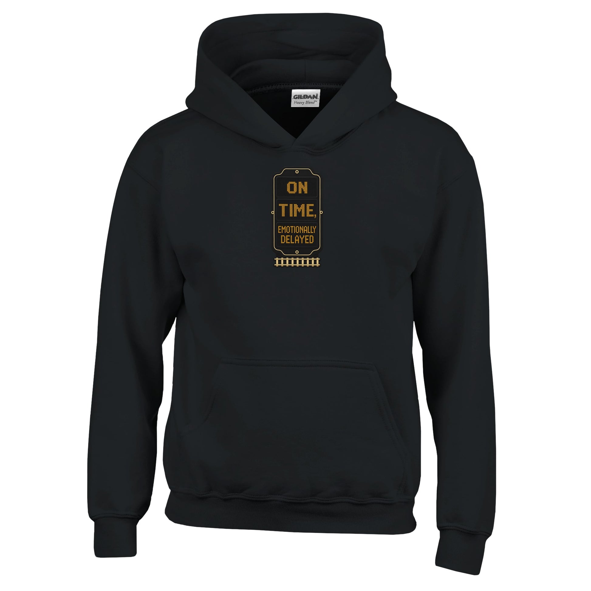 On Time, Emotionally Delayed Rail Graphic Kids' Hoodie — product view 3