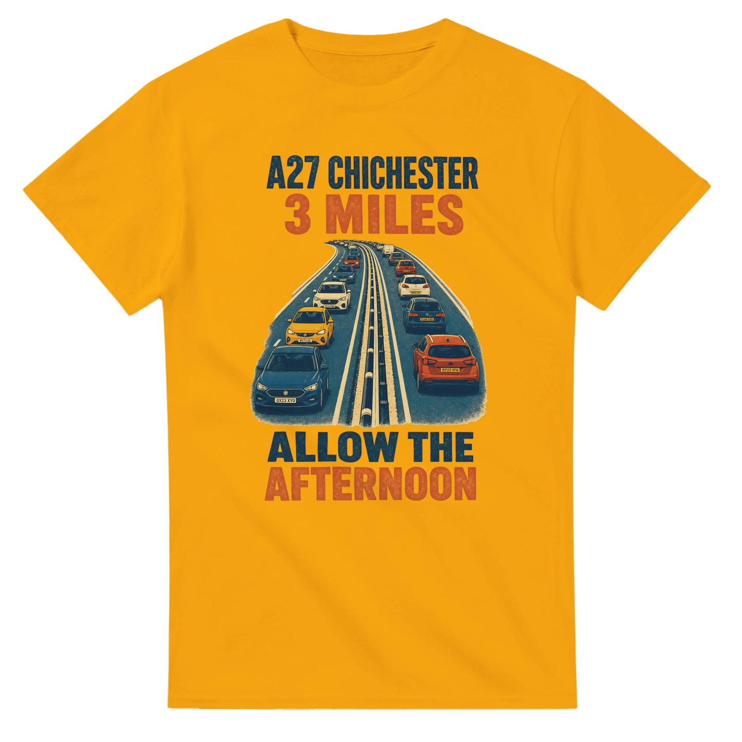 A27 Chichester – 3 Miles, Allow the Afternoon T-shirt — product view 14